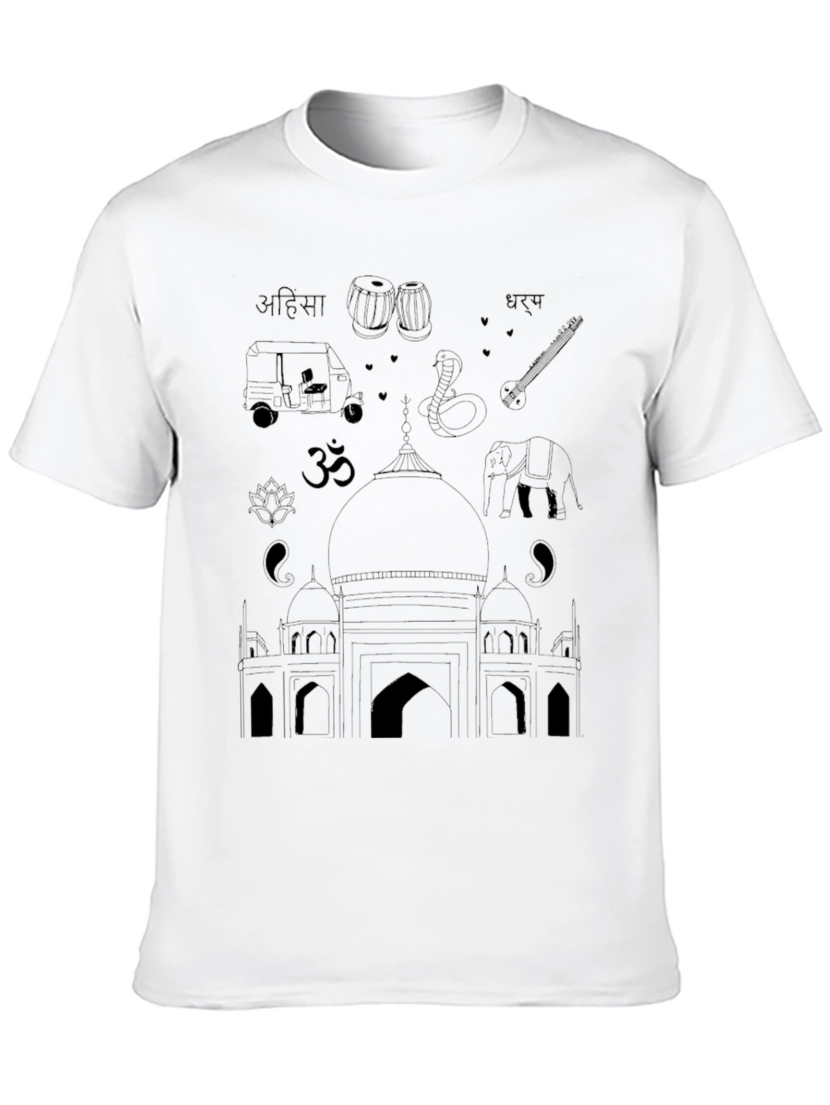 India Travel T-Shirt - Black Cotton Tee