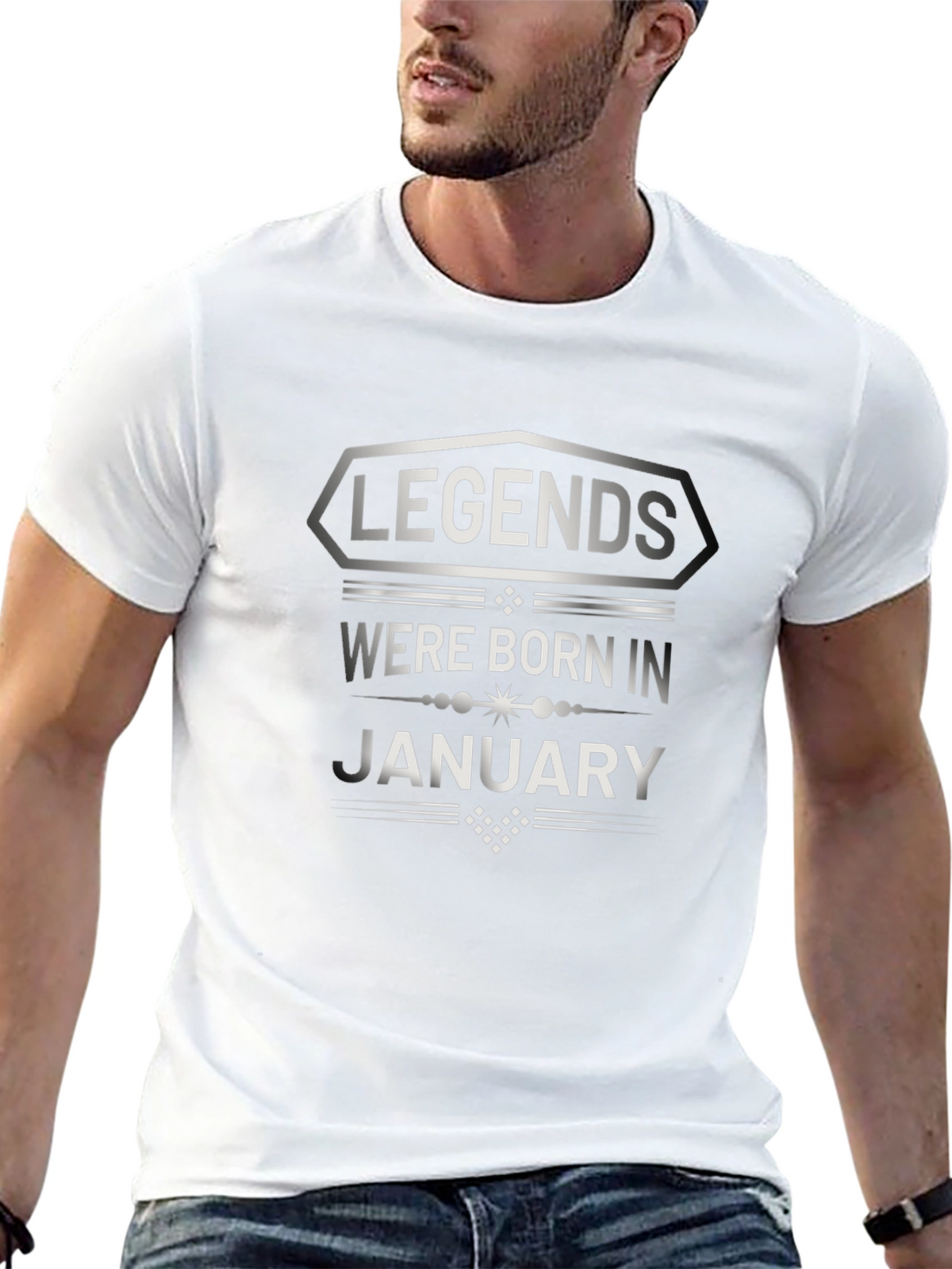 Legends Born in January Graphic Tee - Black