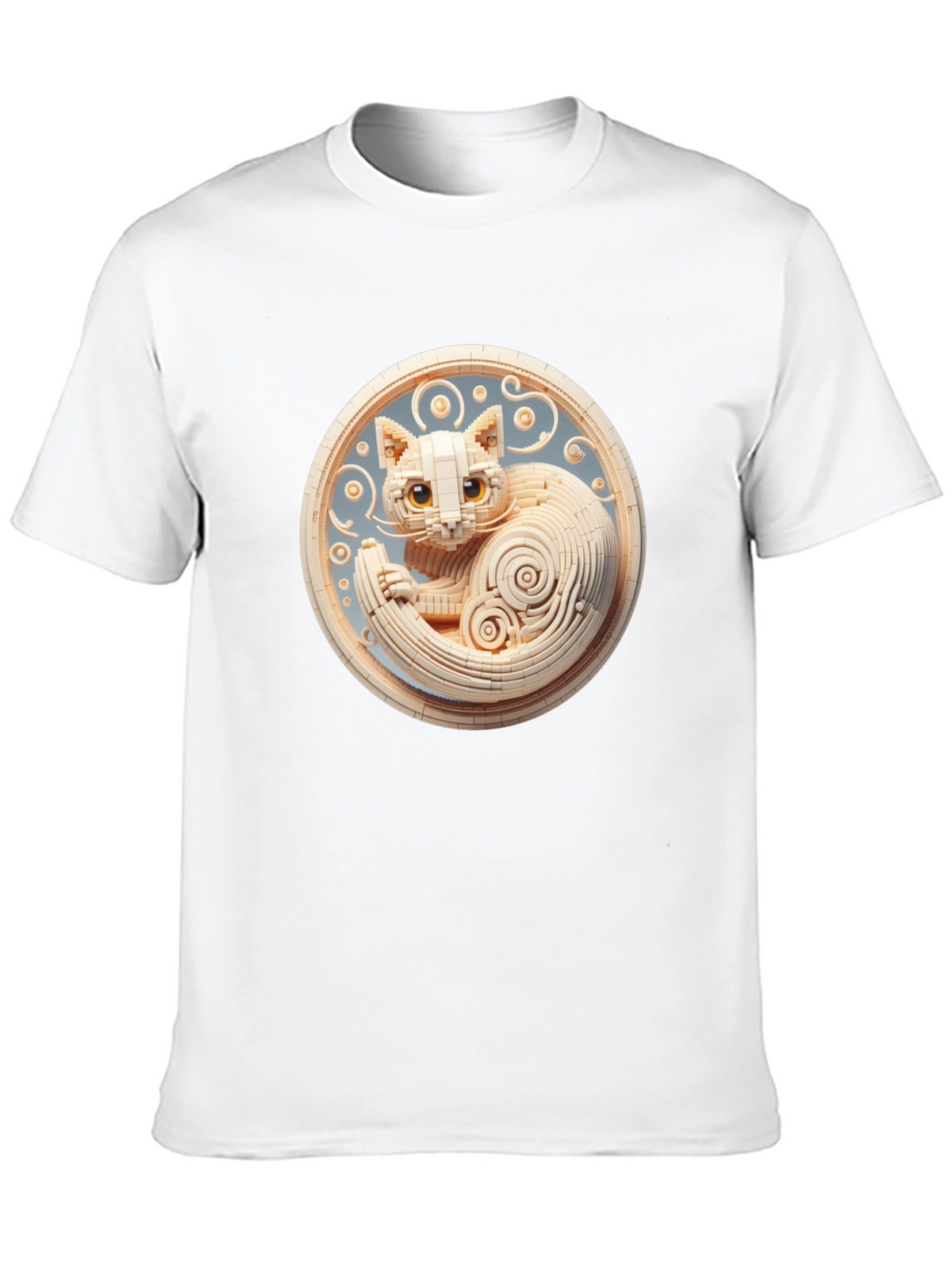 Black T-Shirt with 3D Cat Design