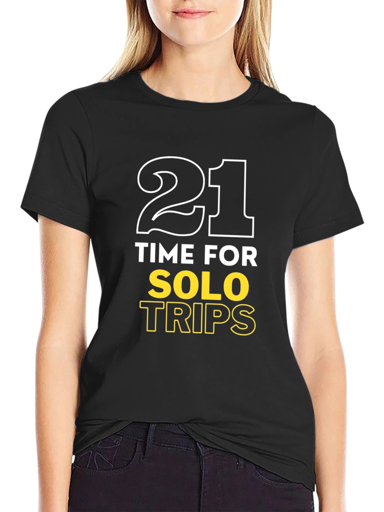 21 Solo Trips Black Graphic Tee