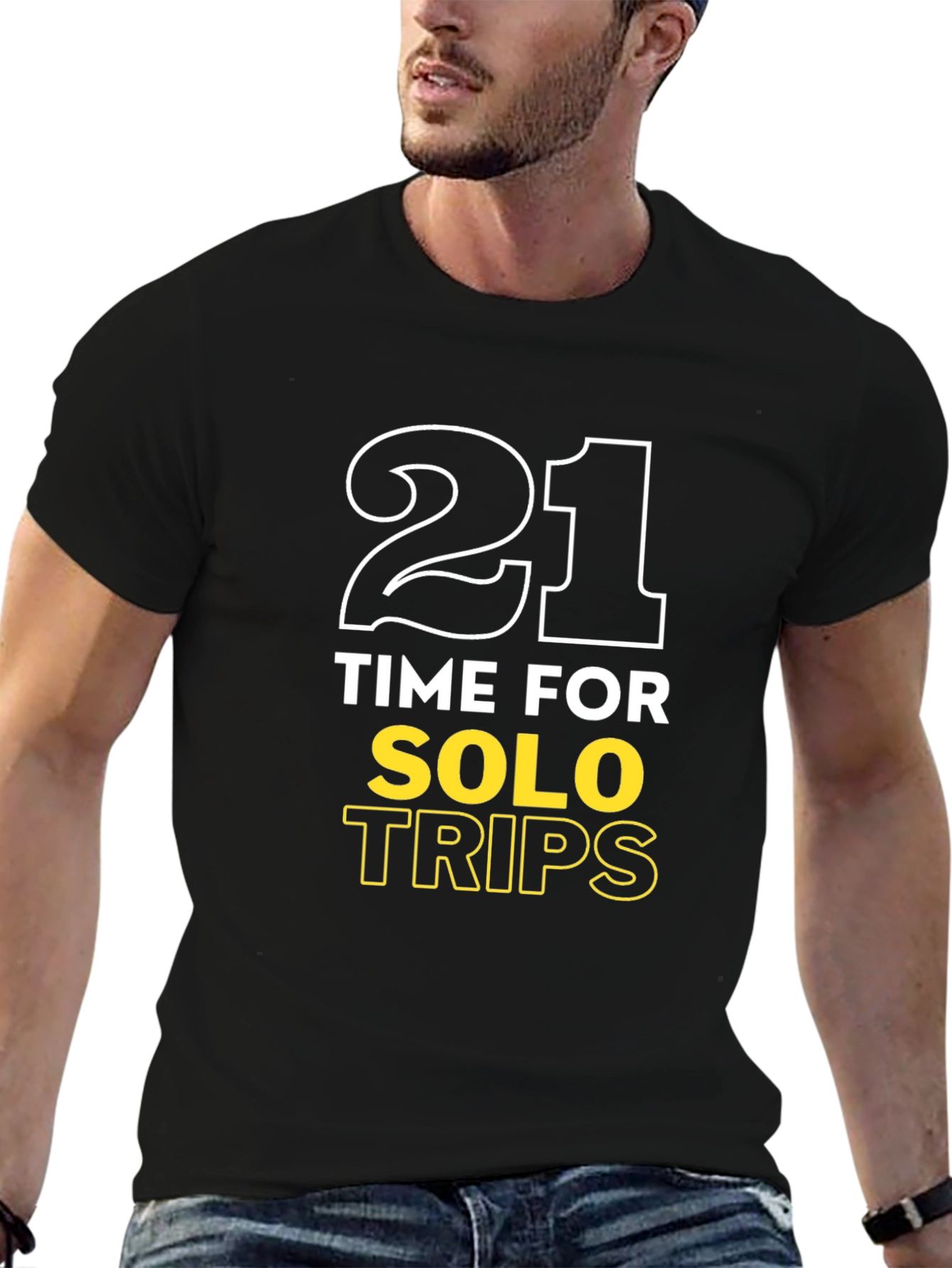 21 Solo Trips Black Graphic Tee