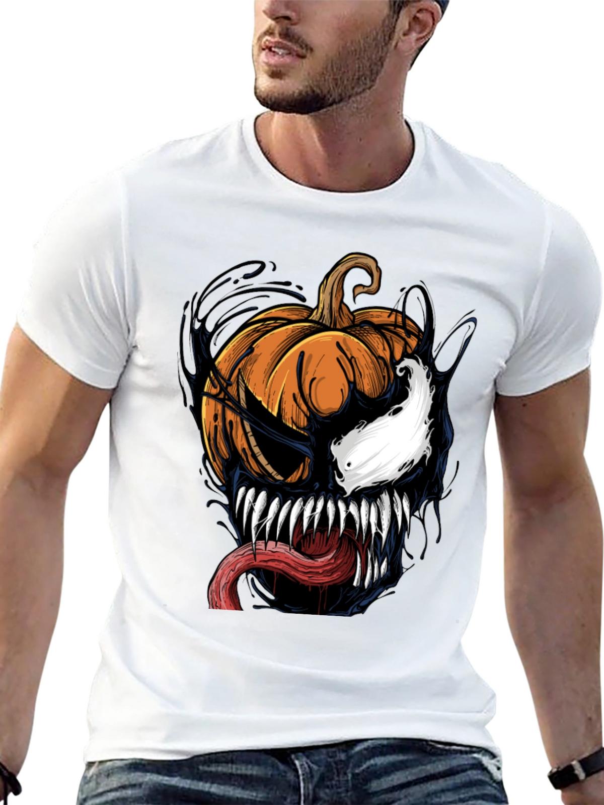 Venom Pumpkin Halloween Graphic T-Shirt