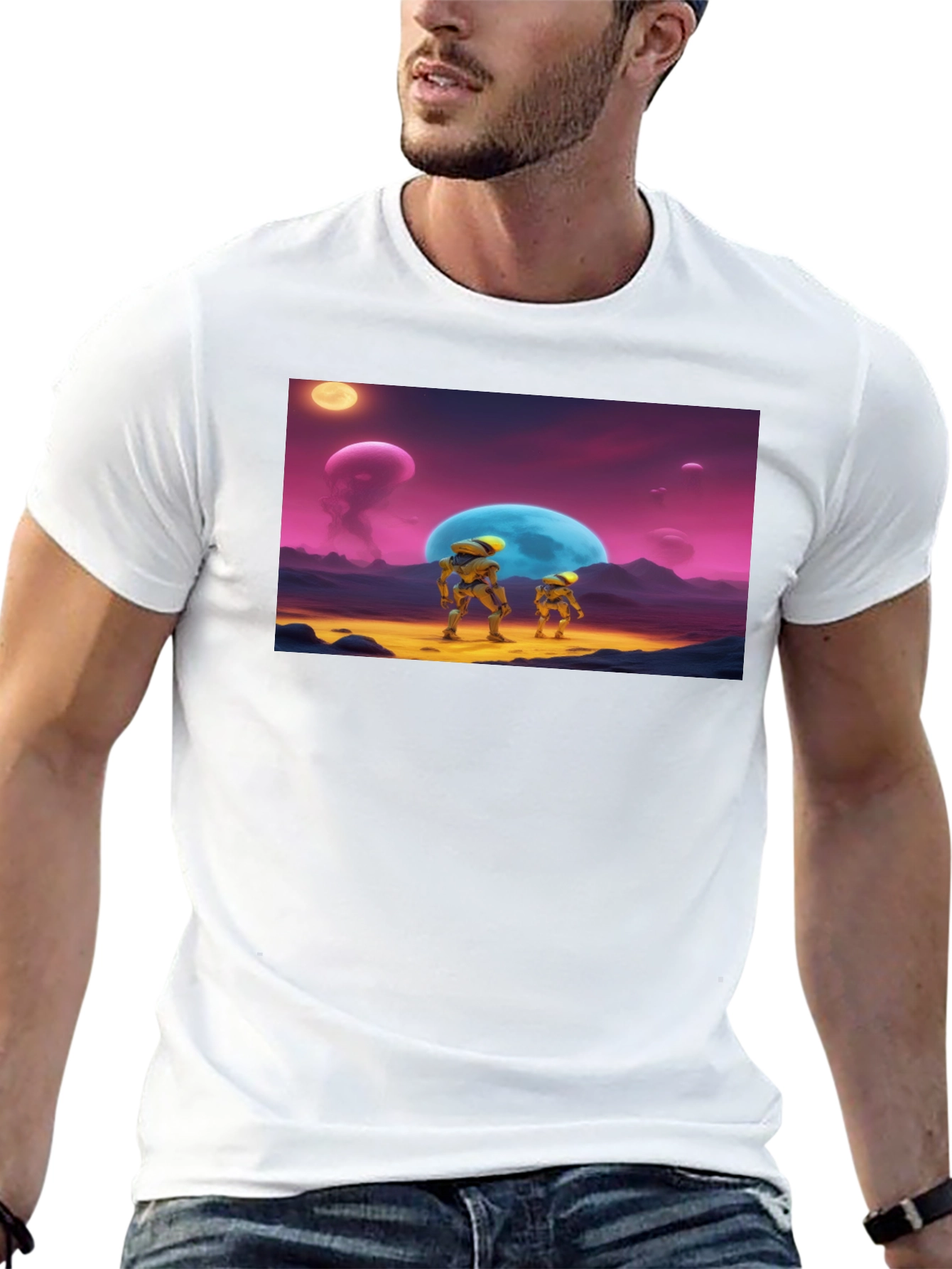 Retro Sci-Fi Crew Neck T-Shirt