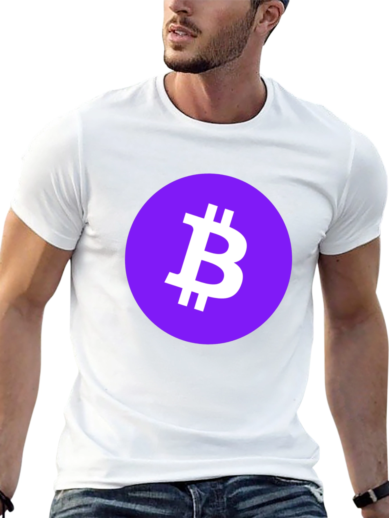 Bitcoin Crypto Tee - Purple Circle Black T-Shirt