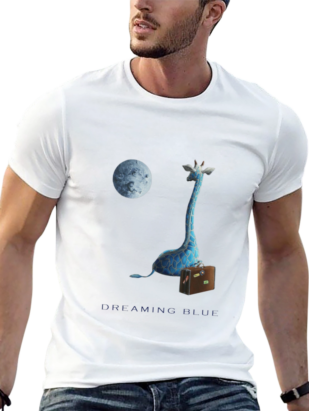 Blue Giraffe Dreams Graphic Tee