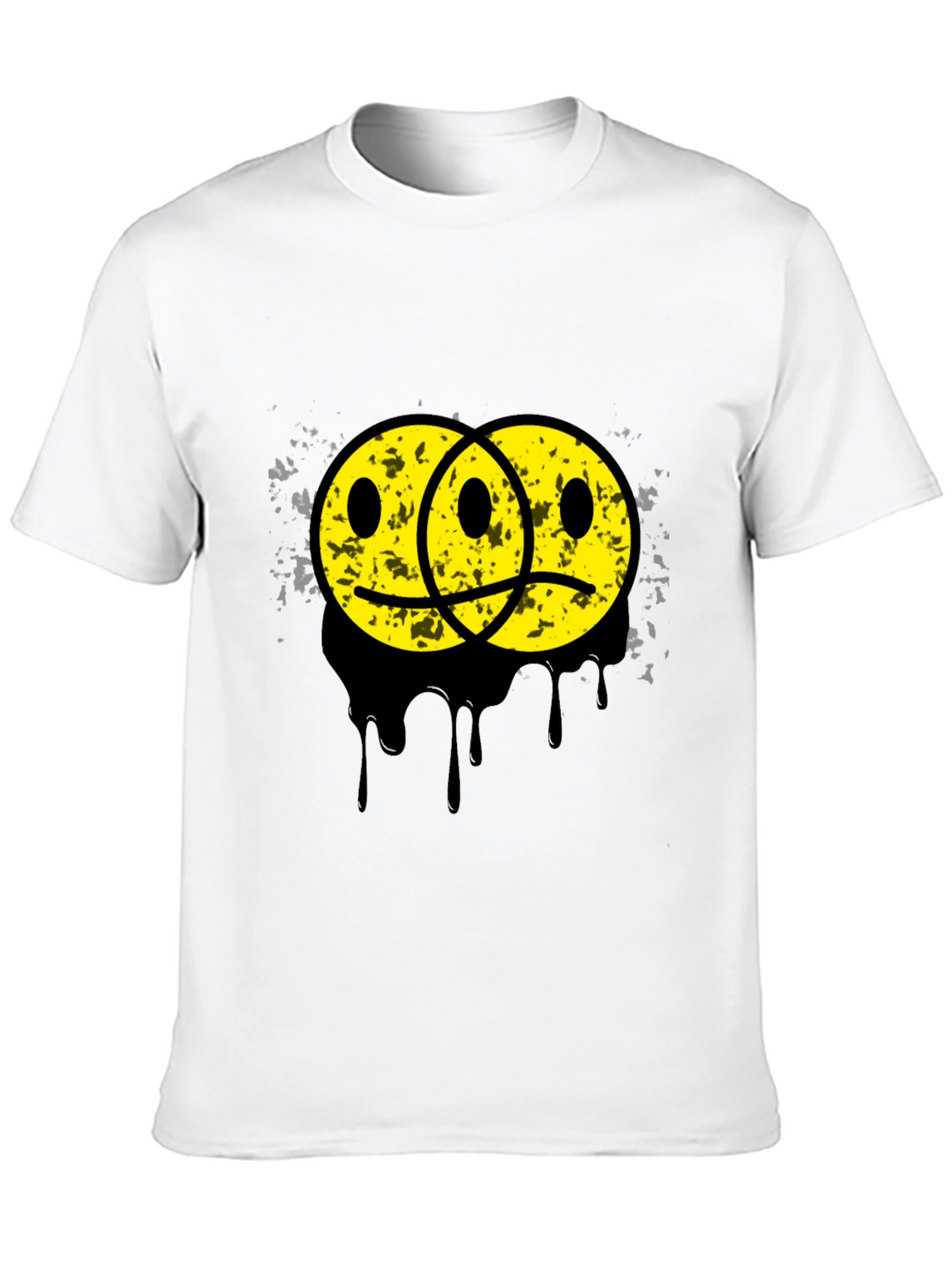 Sad Happy Face Graphic Tee - Unisex Black T-Shirt