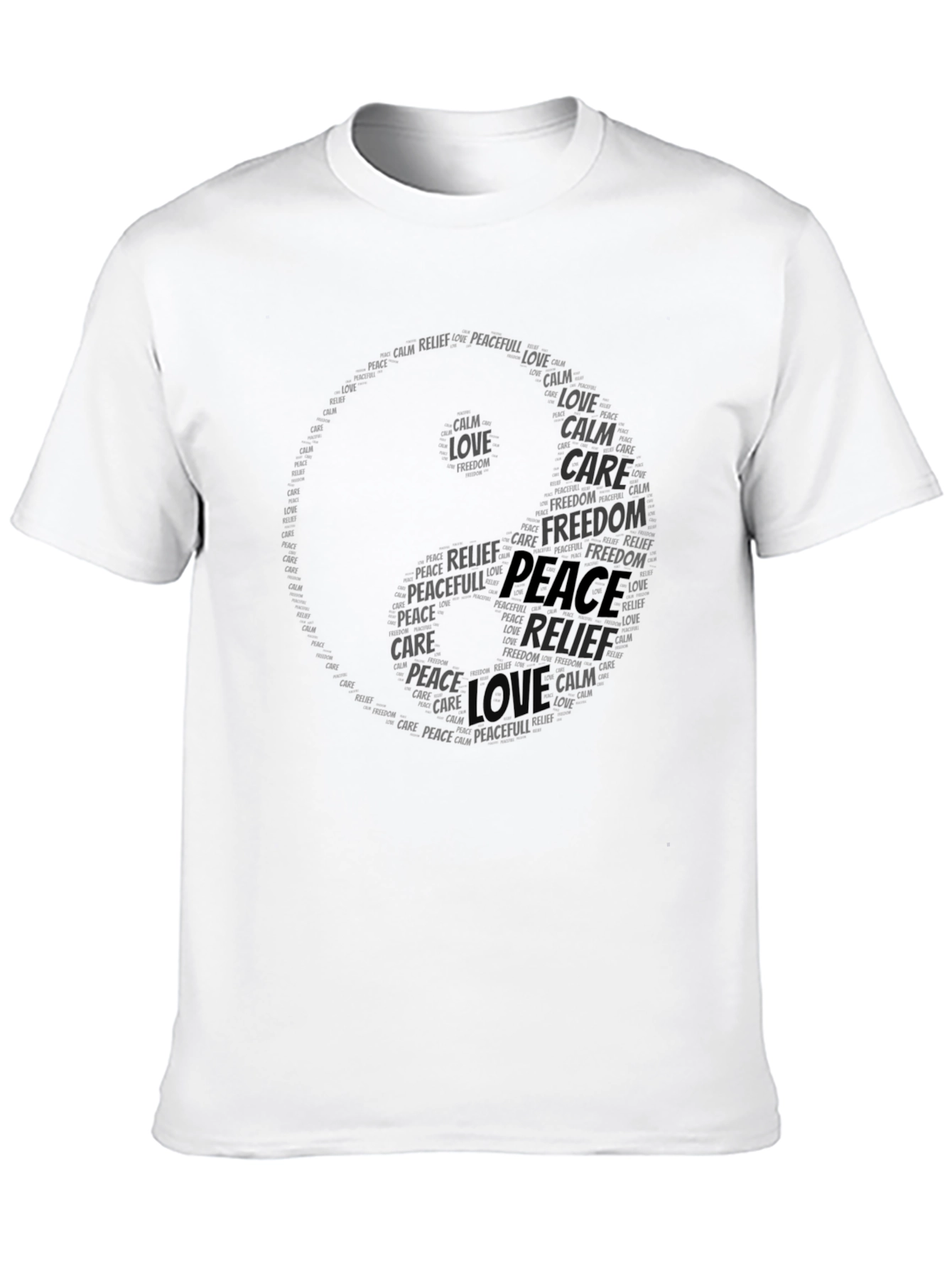Yin Yang Peace Word Art T-Shirt
