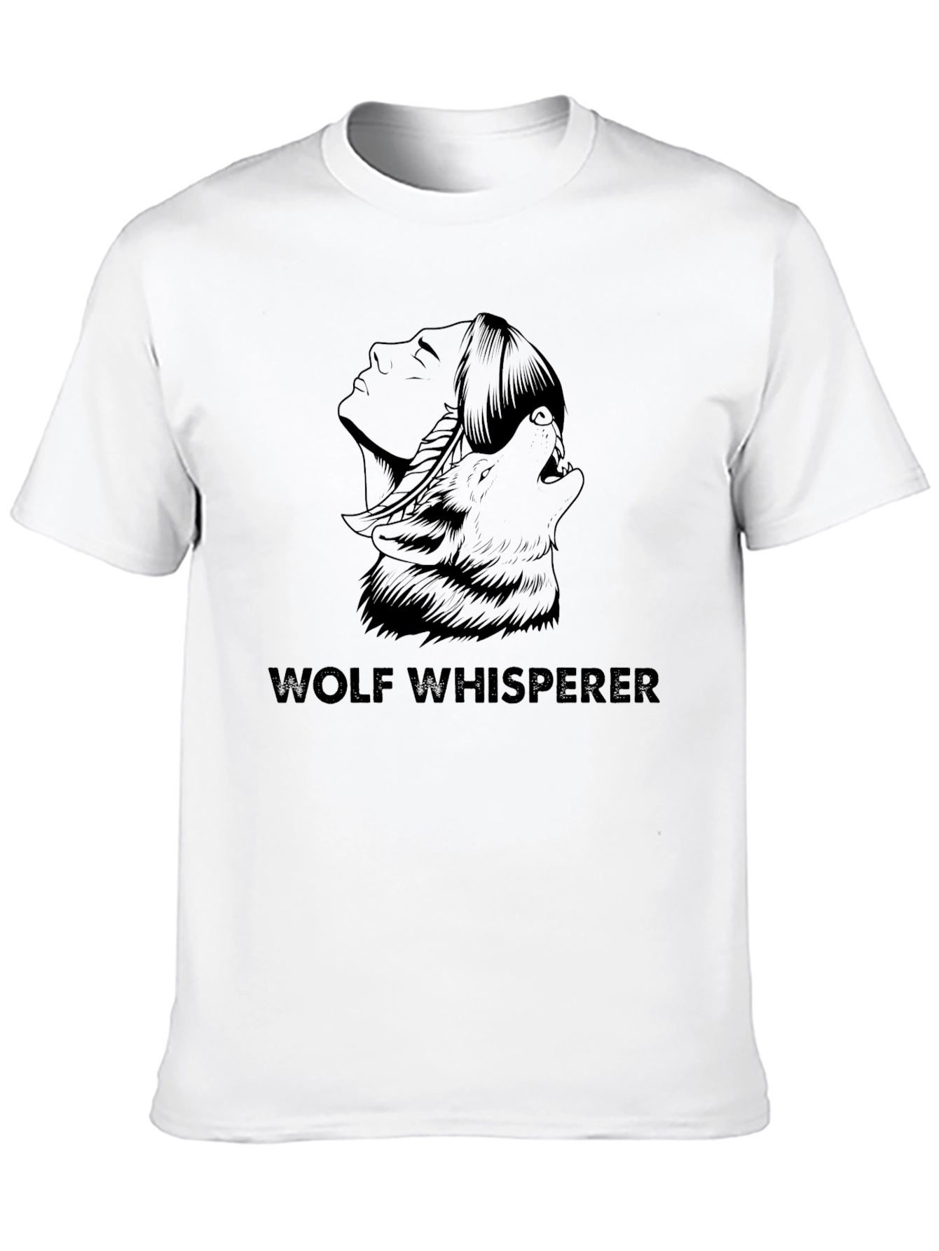 Wolf Whisperer Graphic Tee - Black Cotton Shirt