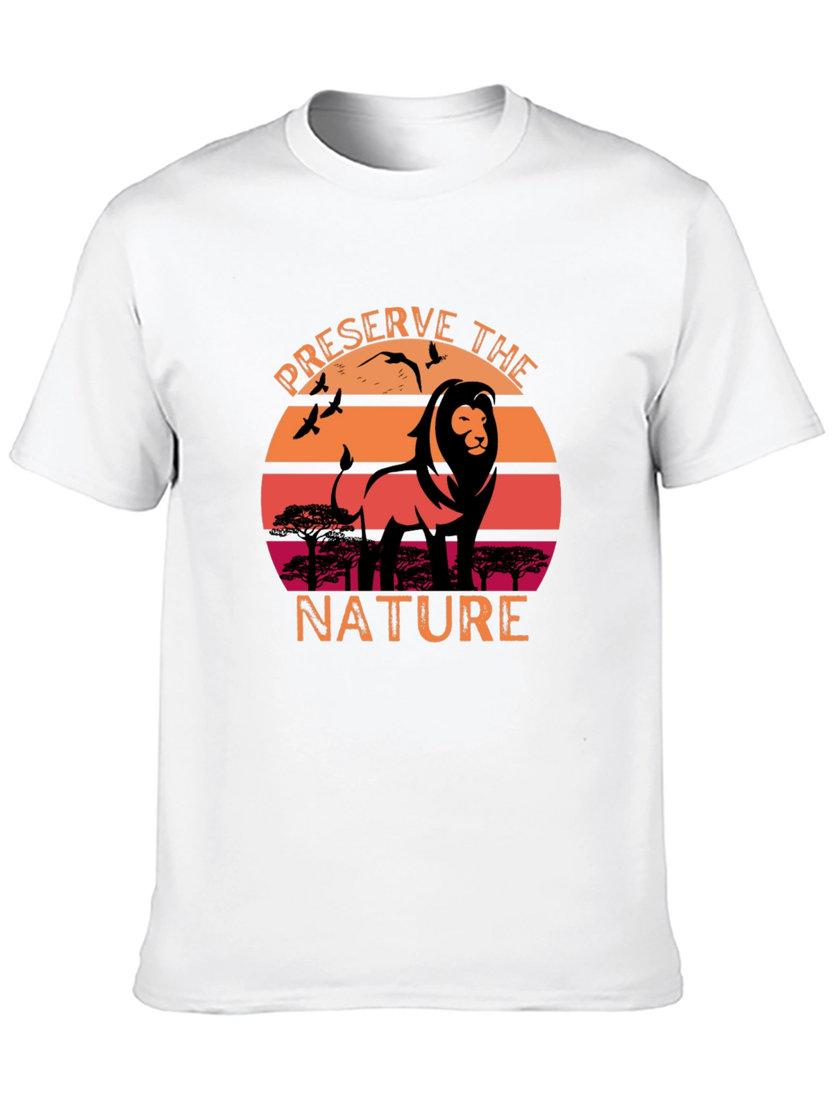 Preserve Nature Lion Sunset Graphic T-Shirt