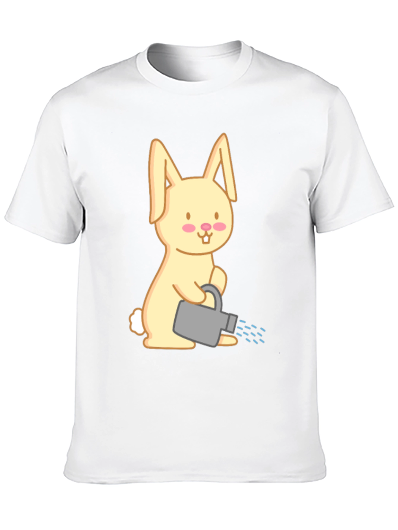 Bunny with Watering Can T-Shirt - Black Cotton Tee