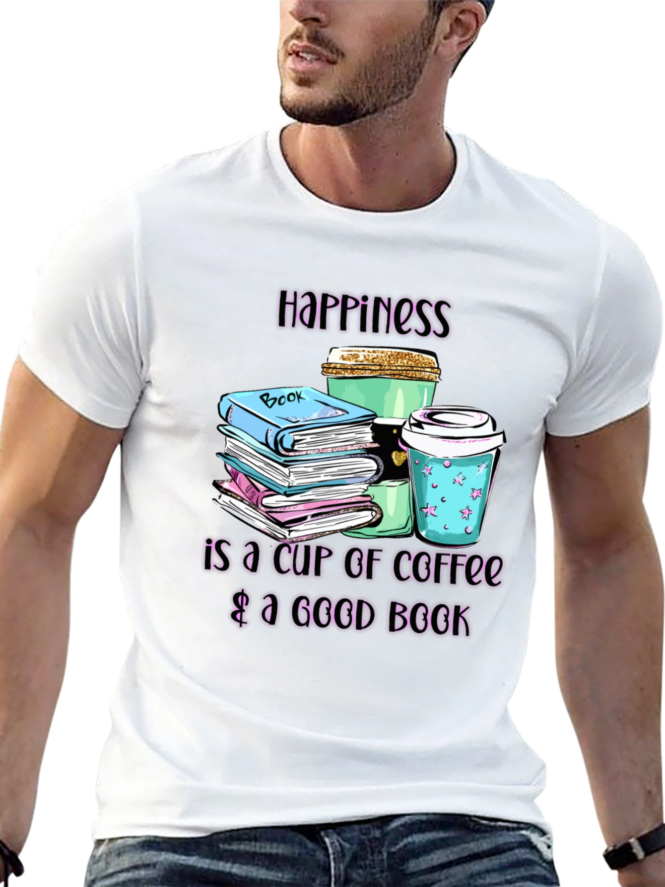 Happiness Coffee & Books Graphic Tee