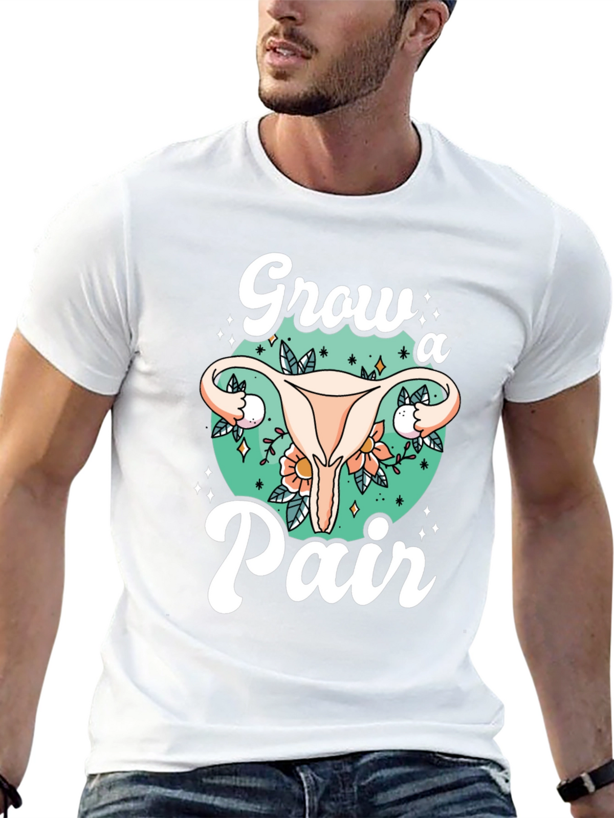 Grow a Pair Graphic Tee - Unique Uterus Design