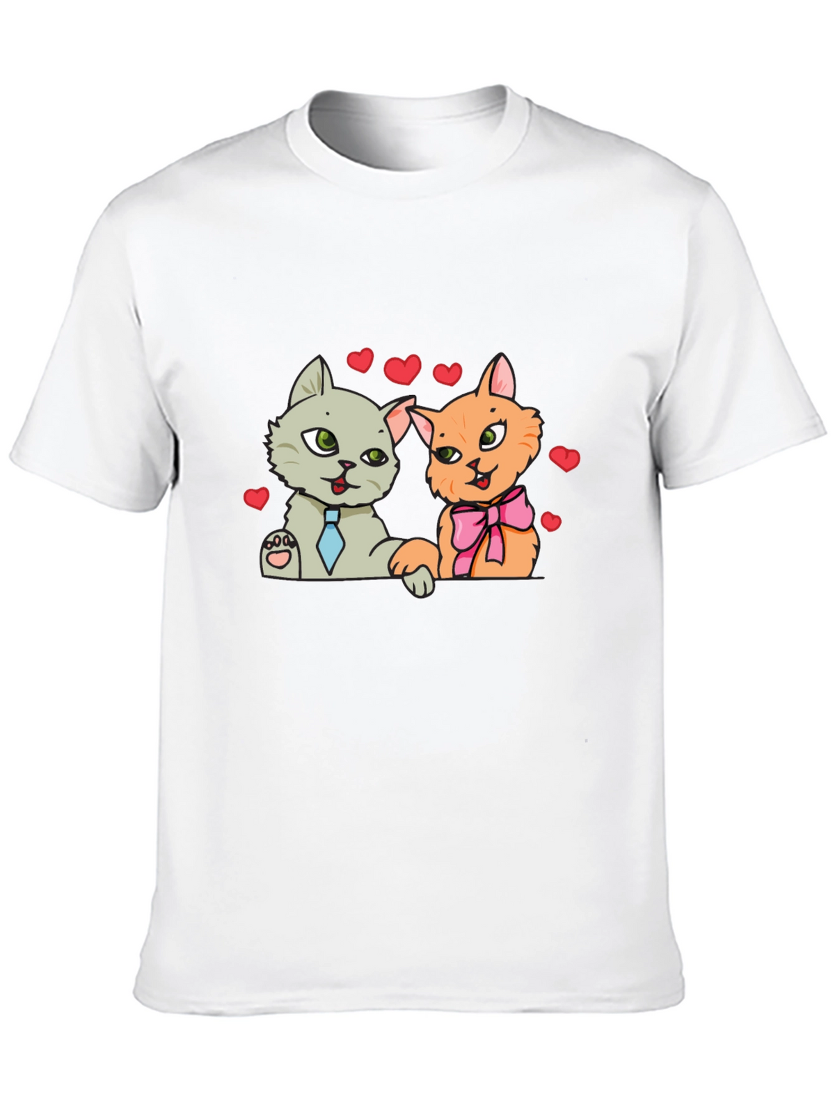 Cute Cats in Love Black T-Shirt