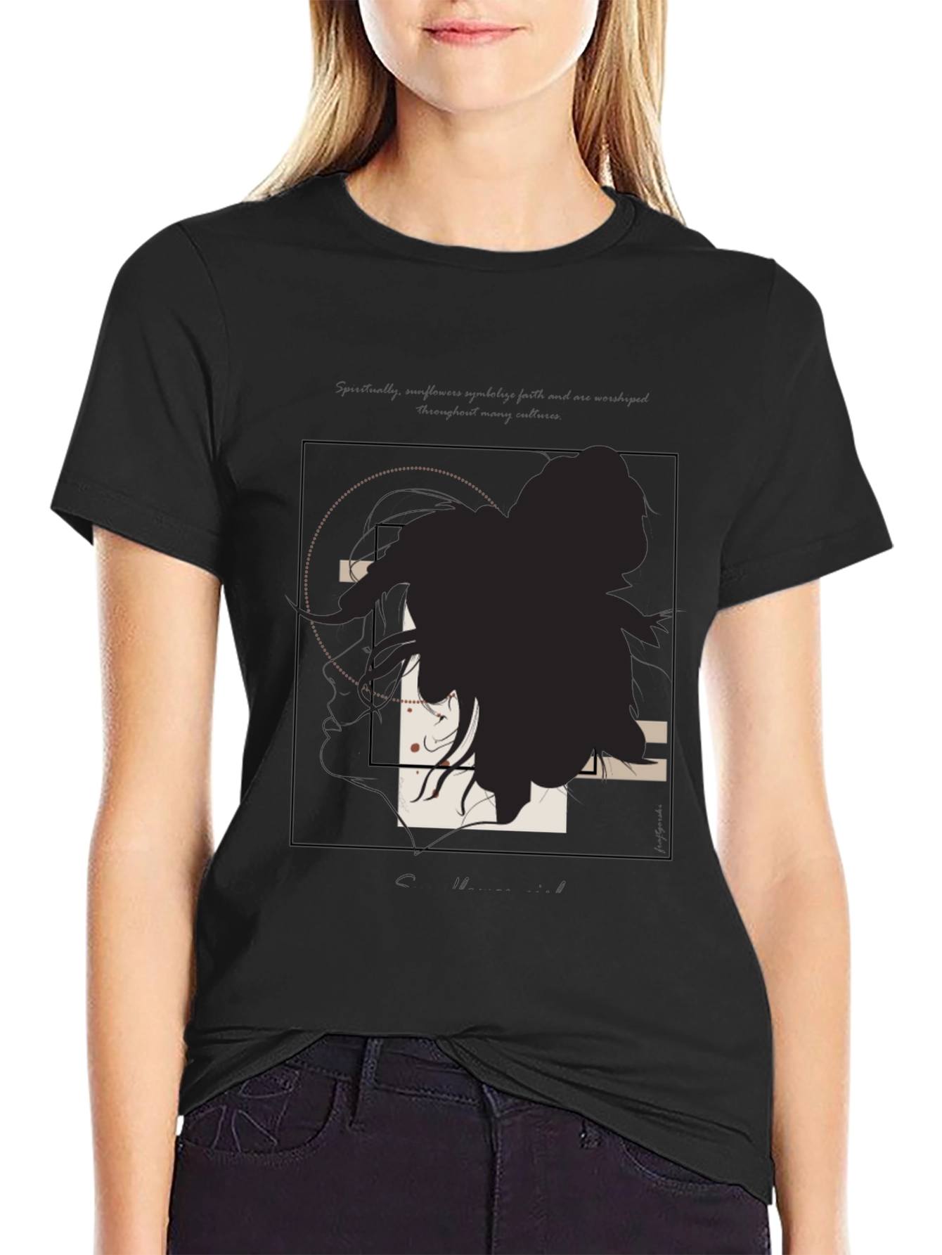 Abstract Anime Graphic Black Tee