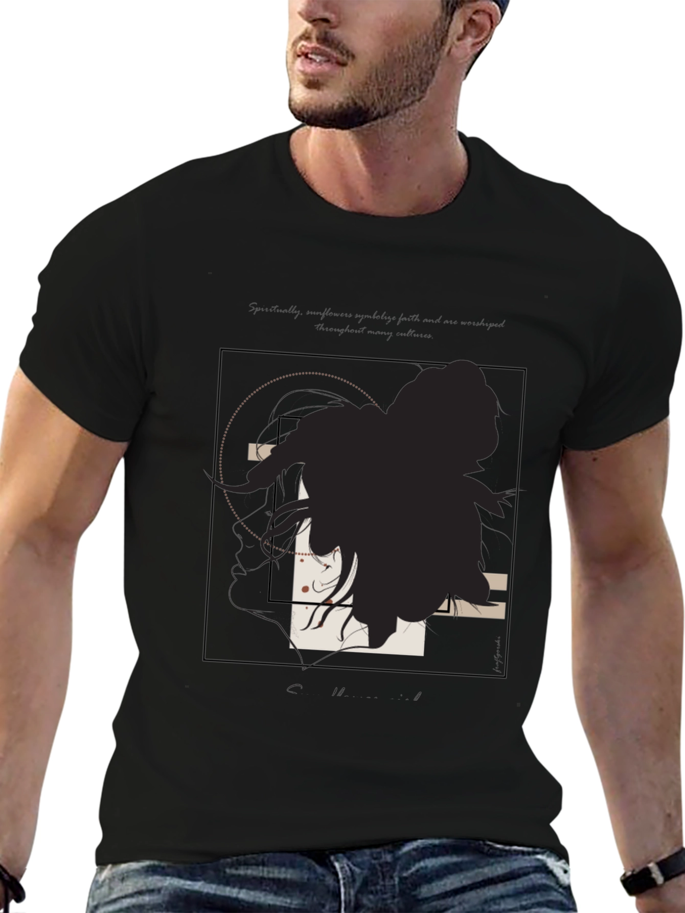 Abstract Anime Graphic Black Tee