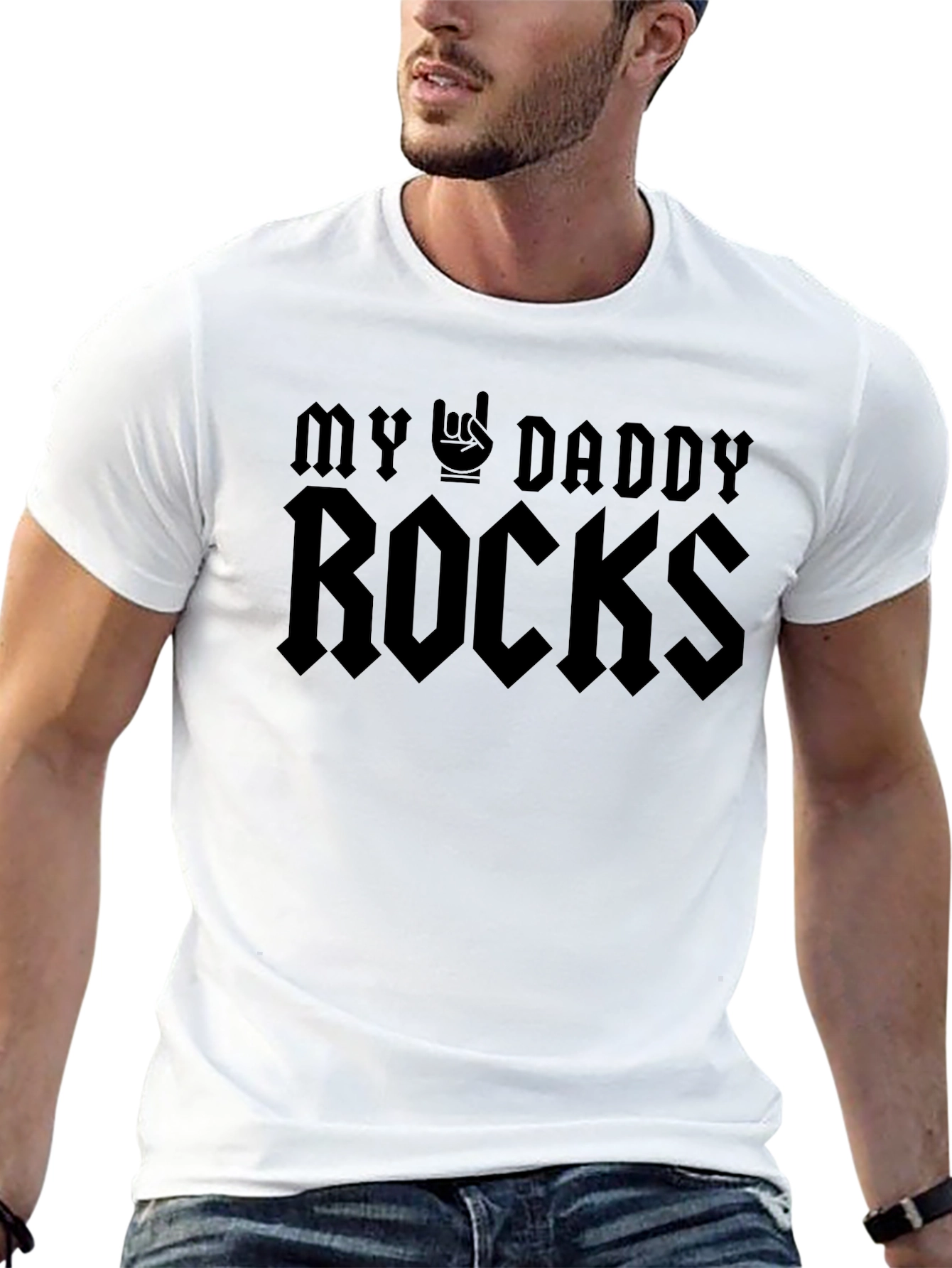 My Daddy Rocks Graphic Tee - Black T-Shirt