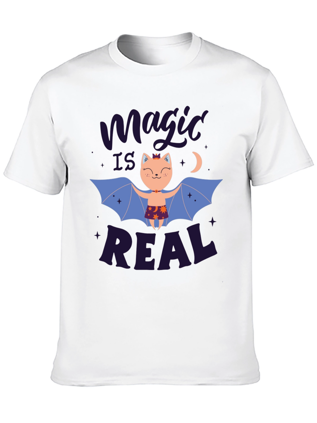 Magic is Real Bat Cat Black T-Shirt