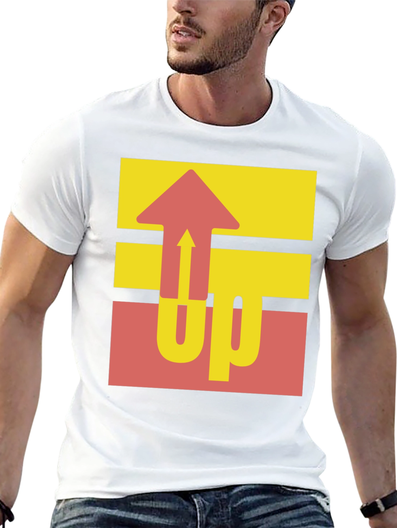 Retro UP Graphic Tee - Casual Black Cotton Shirt