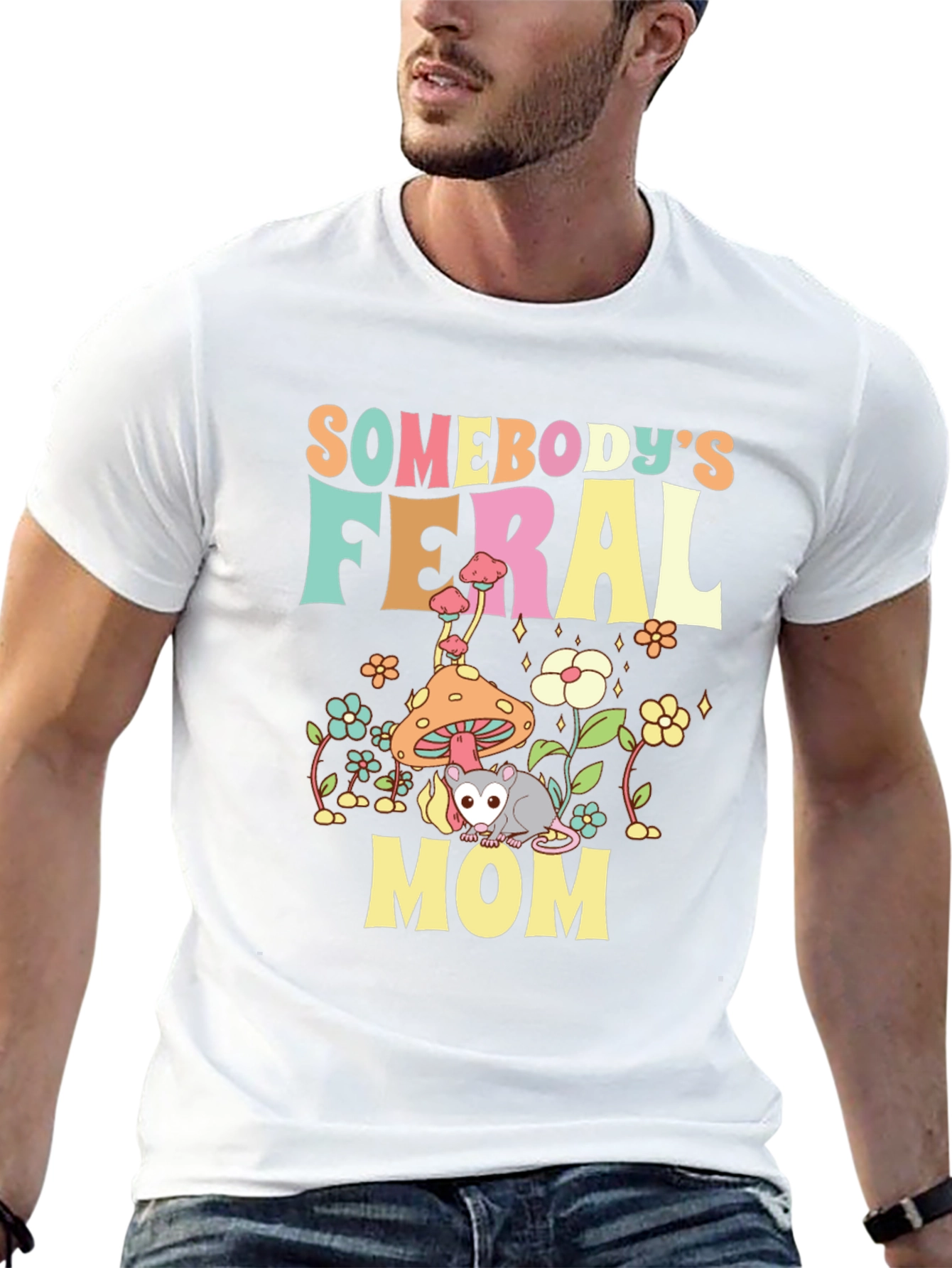 Somebodys Feral Mom T-Shirt - Fun Possum Graphic Tee