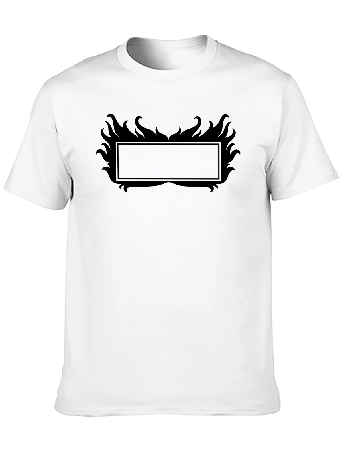 Black Graphic Tee with Flame Frame