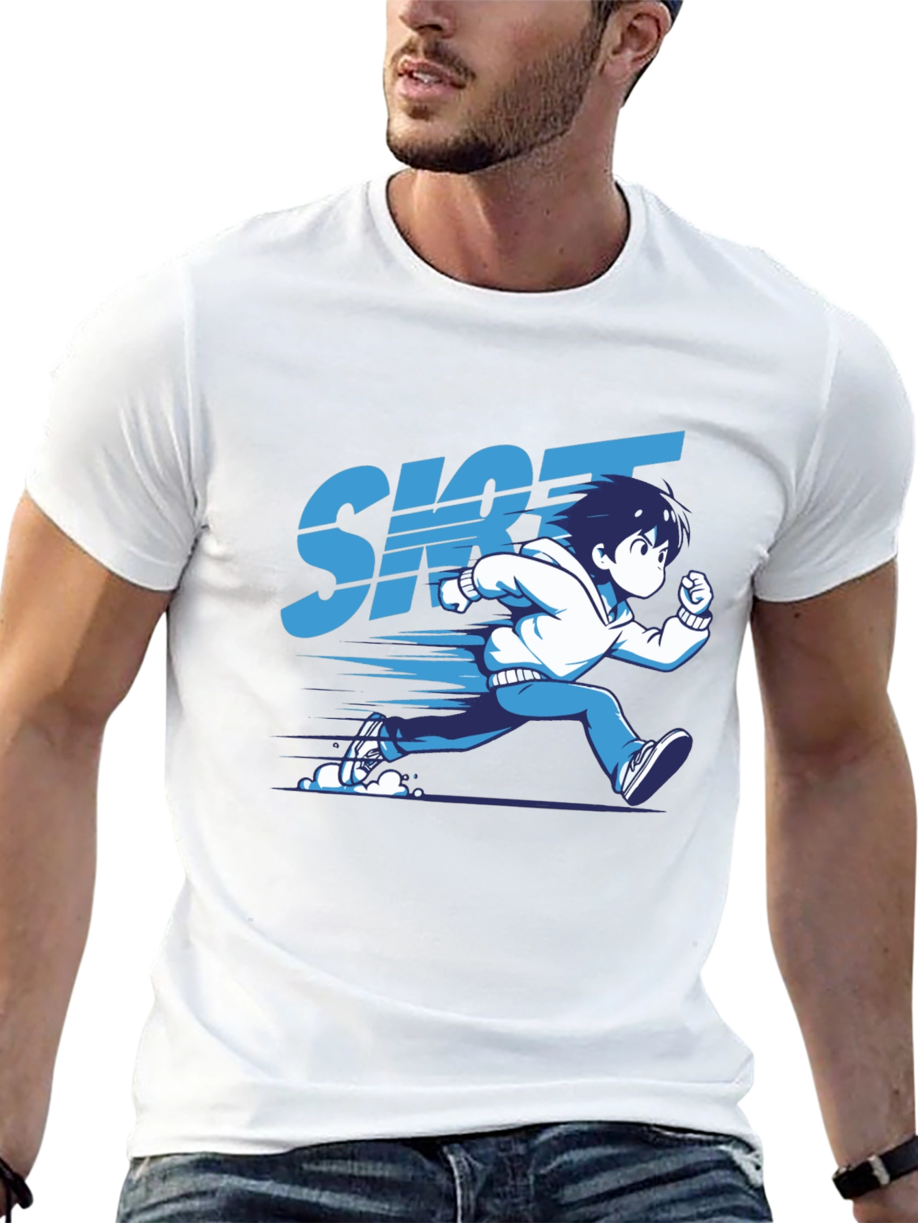 Anime Running T-Shirt - Black Graphic Tee