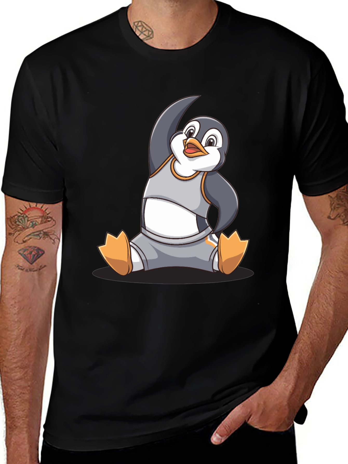 Yoga Penguin Graphic T-Shirt - Comfy Cotton Blend