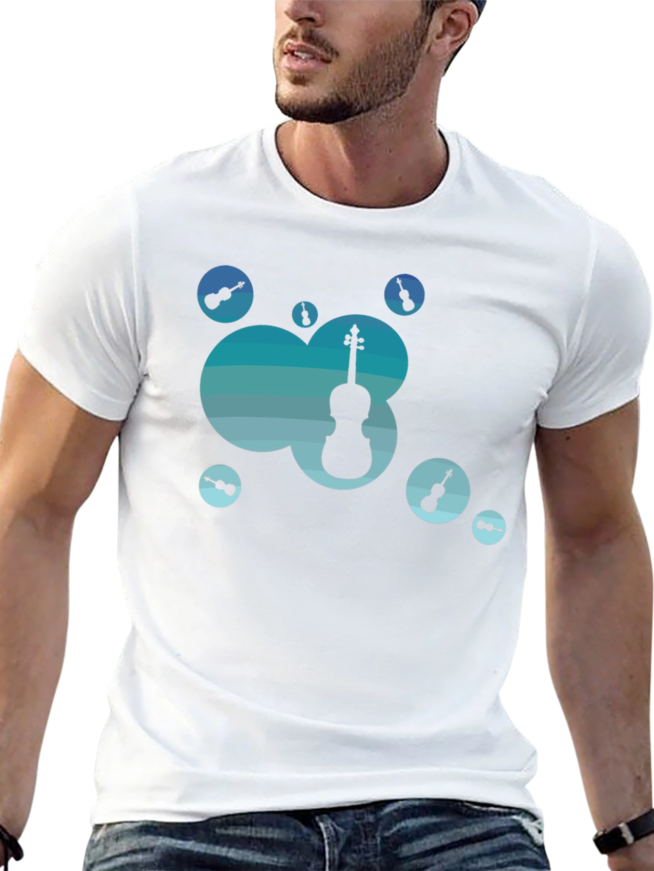 Stylish Black T-Shirt with Music Theme