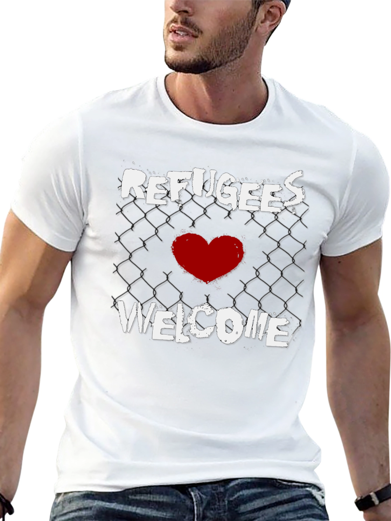 Refugees Welcome Graphic Tee - Black