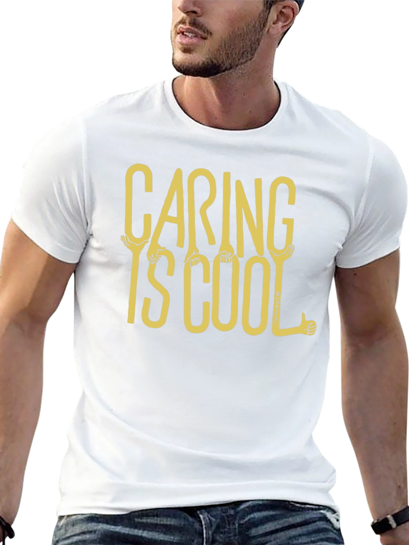 Caring is Cool Graphic Tee - Black Casual T-Shirt