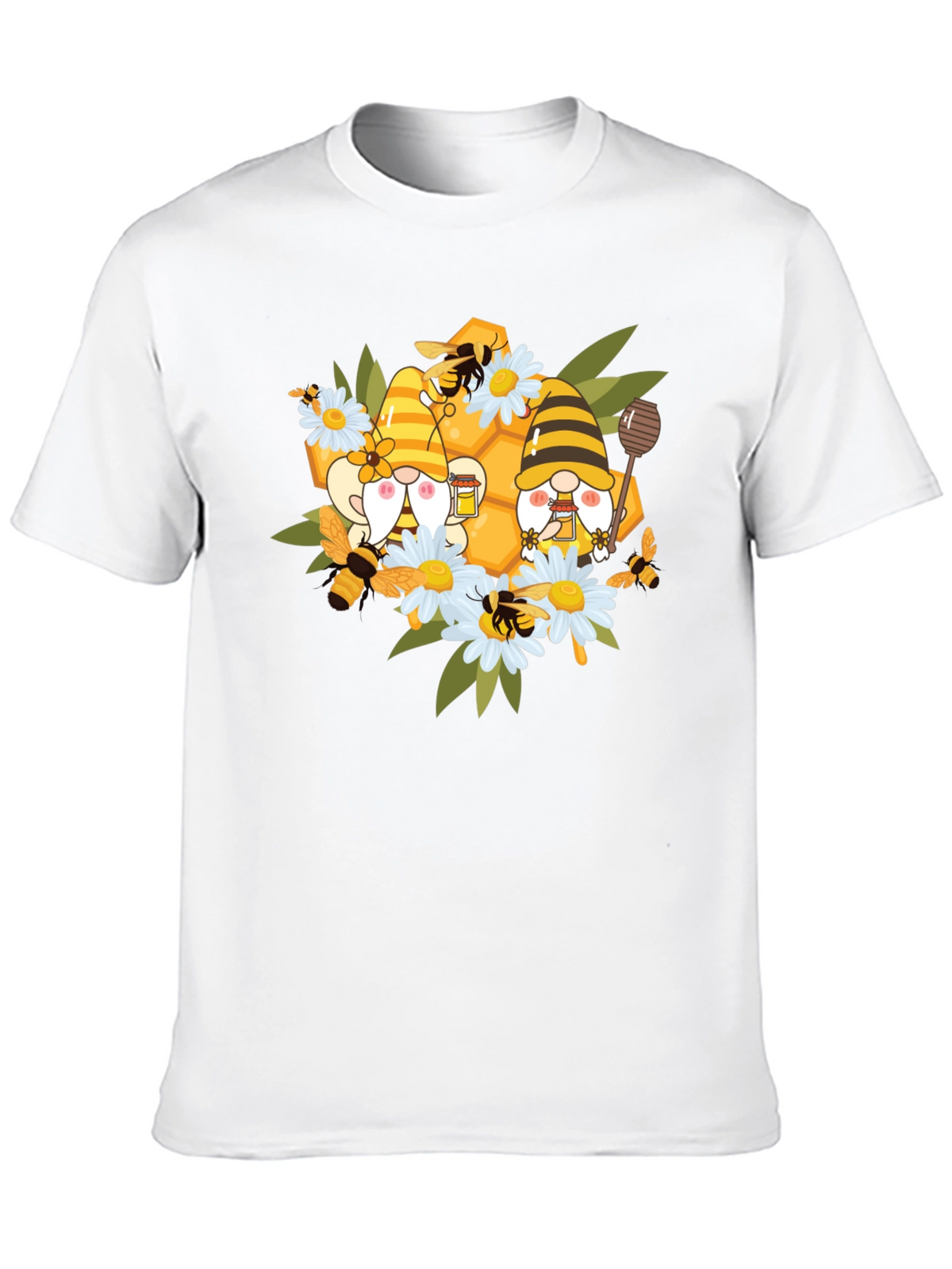 Gnome Bee Honeycomb T-Shirt: Whimsical Graphic Tee