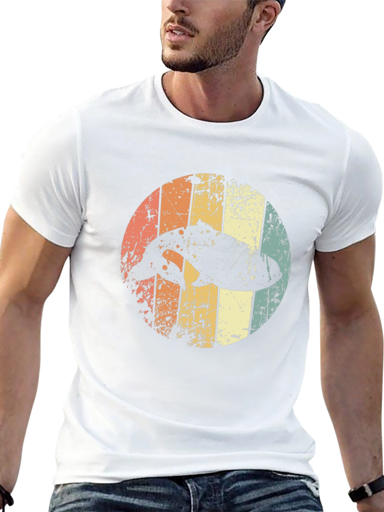 Retro Dolphin Graphic Tee - Distressed Print