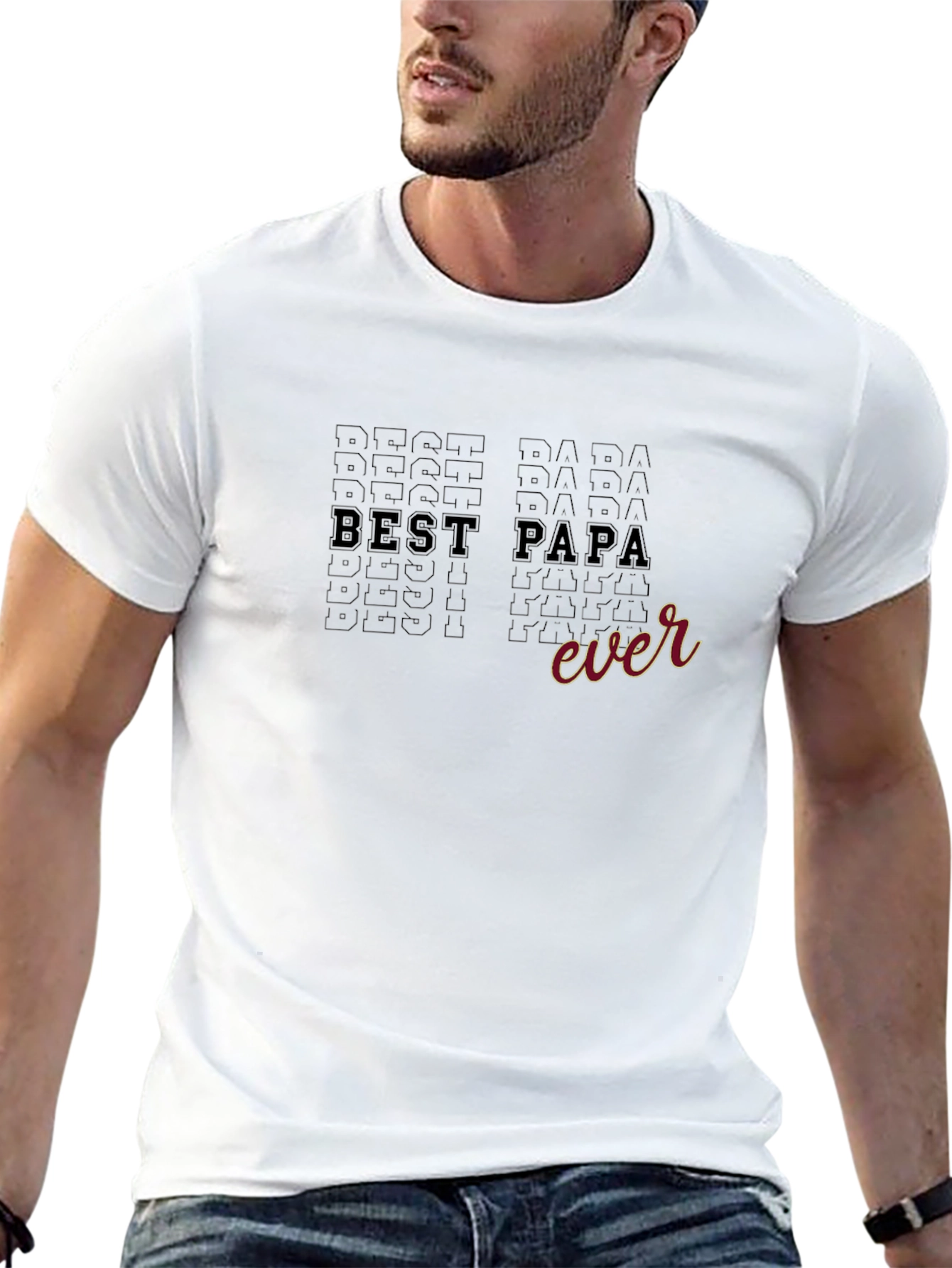 Best Papa Ever Graphic Tee - Black