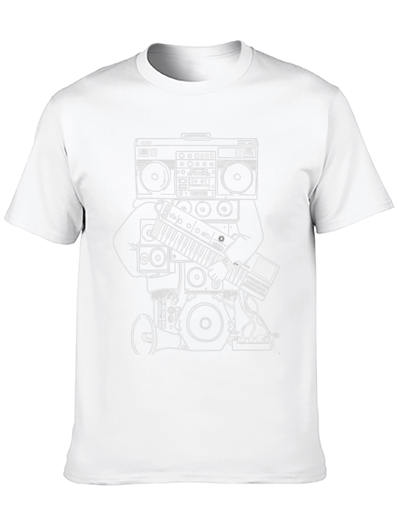 Cool Graphic Tee - Boombox & Keyboard Design