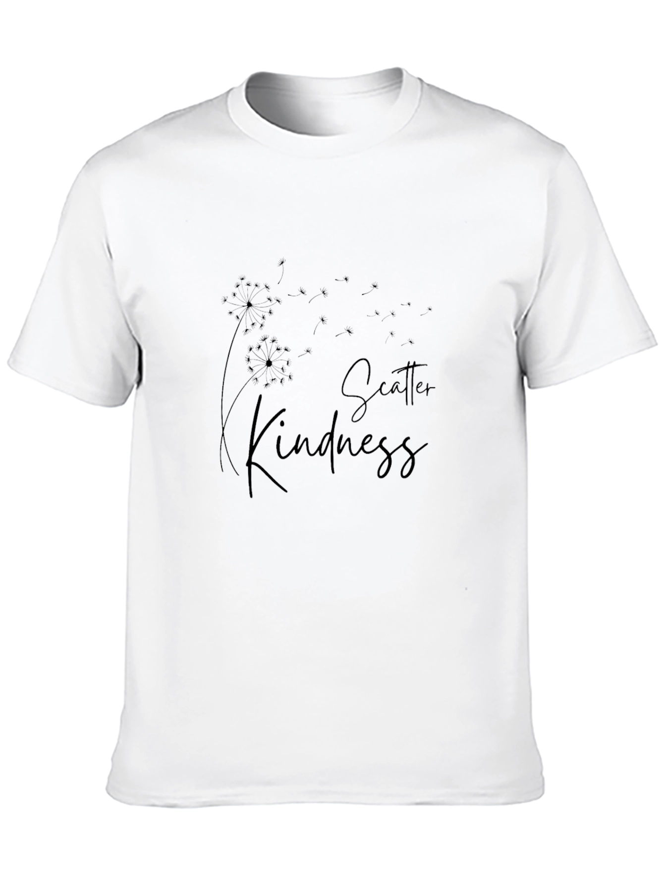 Scatter Kindness Graphic Tee - Black Cotton Casual T-Shirt