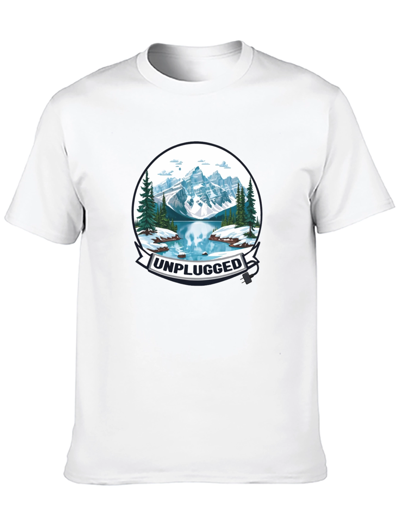 Unplugged Mountain Lake Graphic T-Shirt