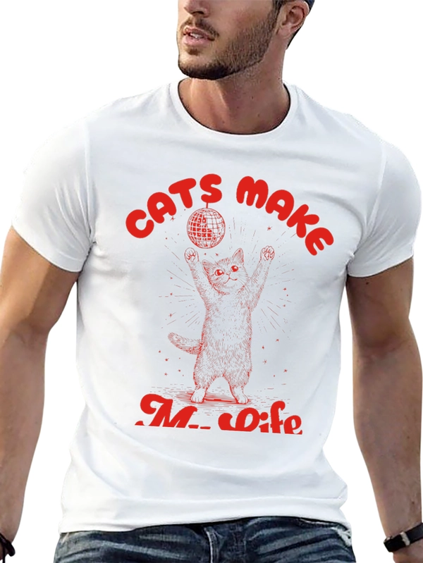 Cats Make My Life Disco Ball Graphic Tee