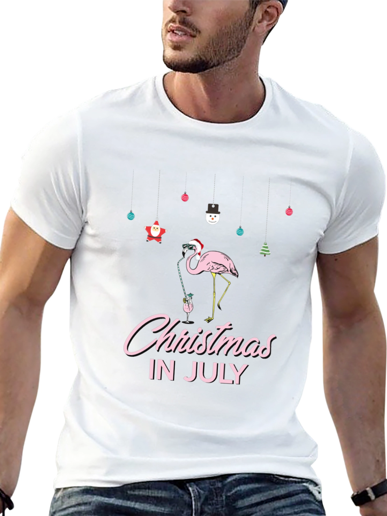 Christmas in July Flamingo T-Shirt