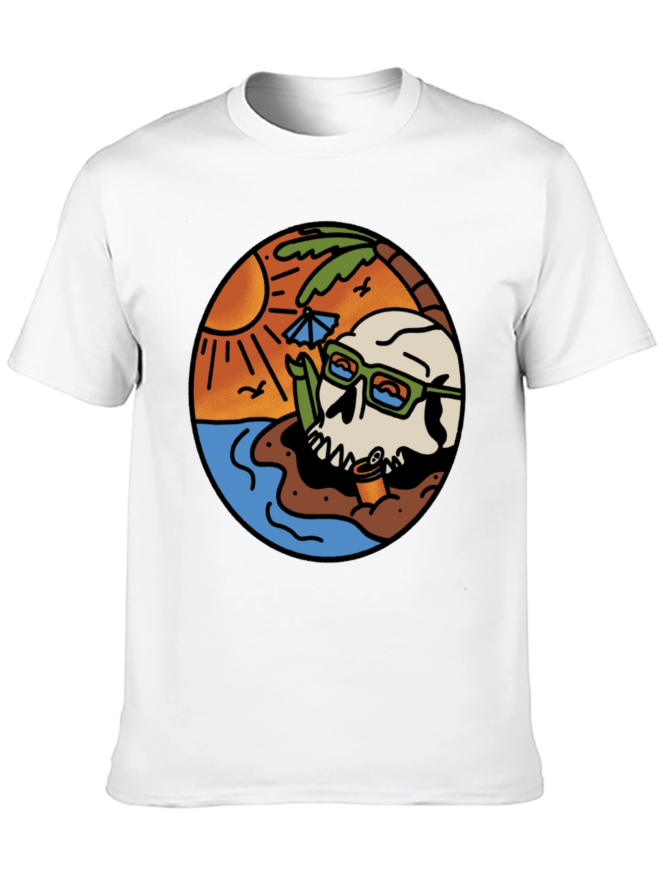Beach Skull Graphic Tee - Cool Summer Vibes