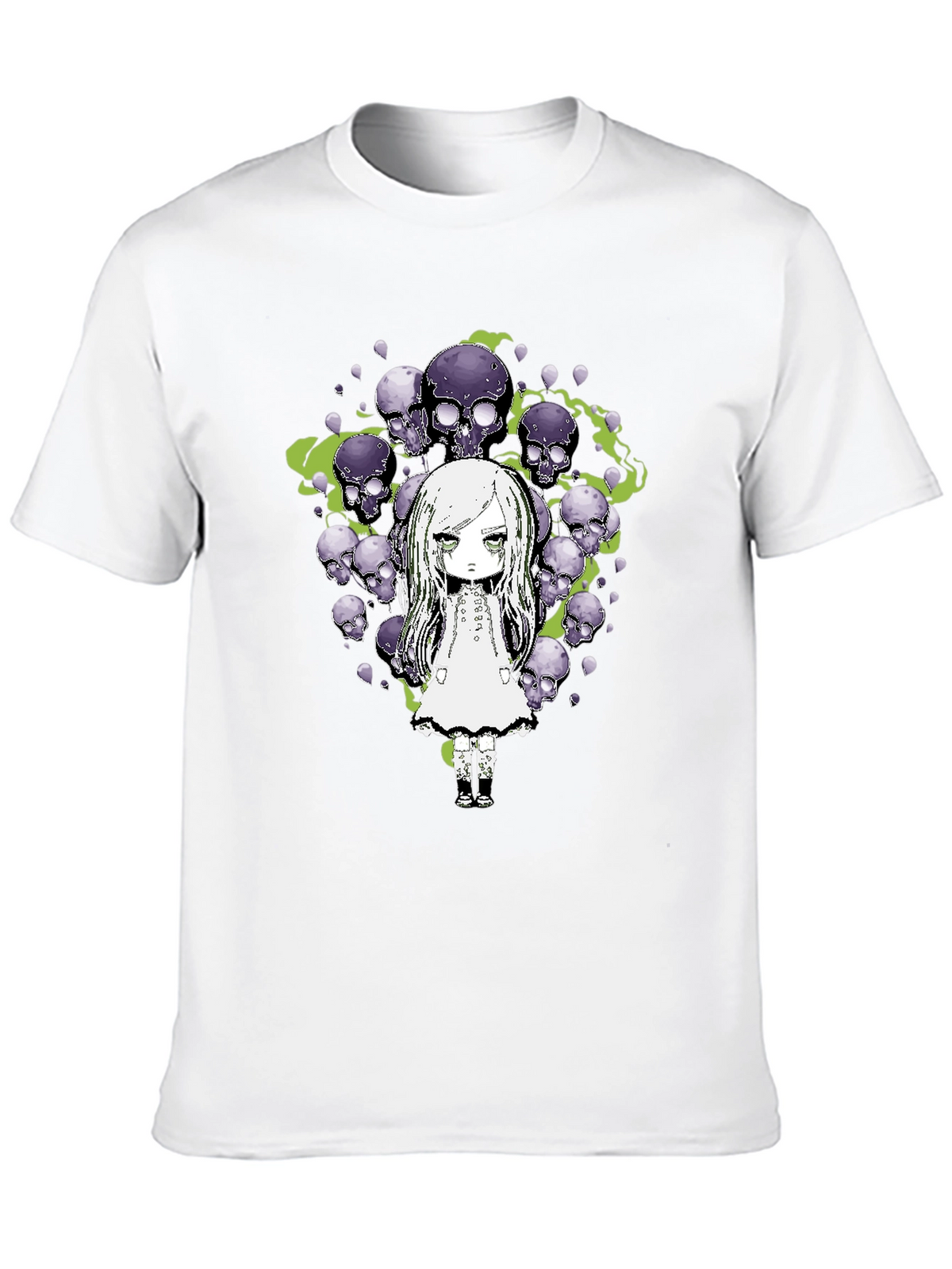 Gothic Skull Girl Graphic Tee - Mens Black T-Shirt