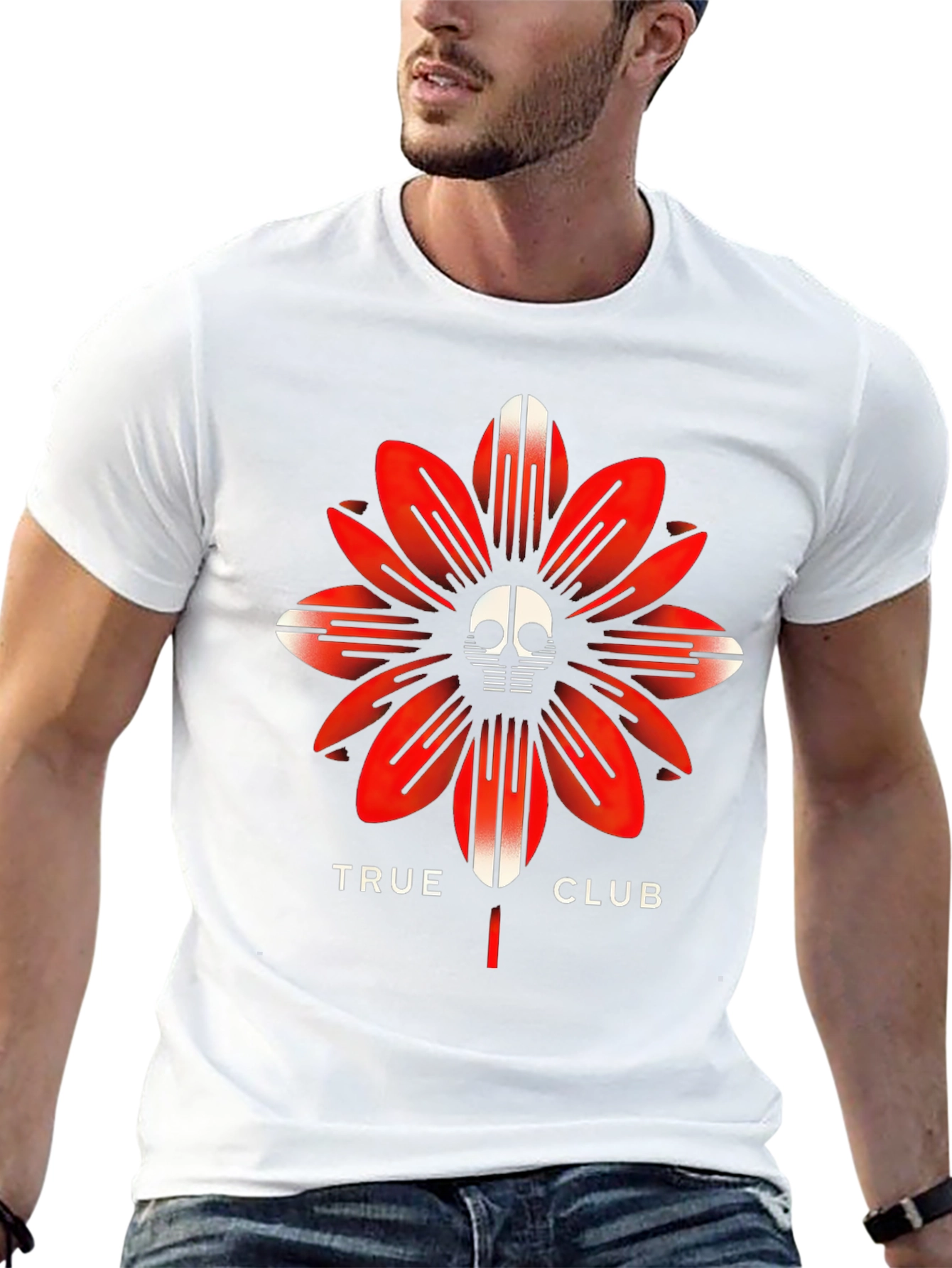 True Club Skull Flower Black T-Shirt