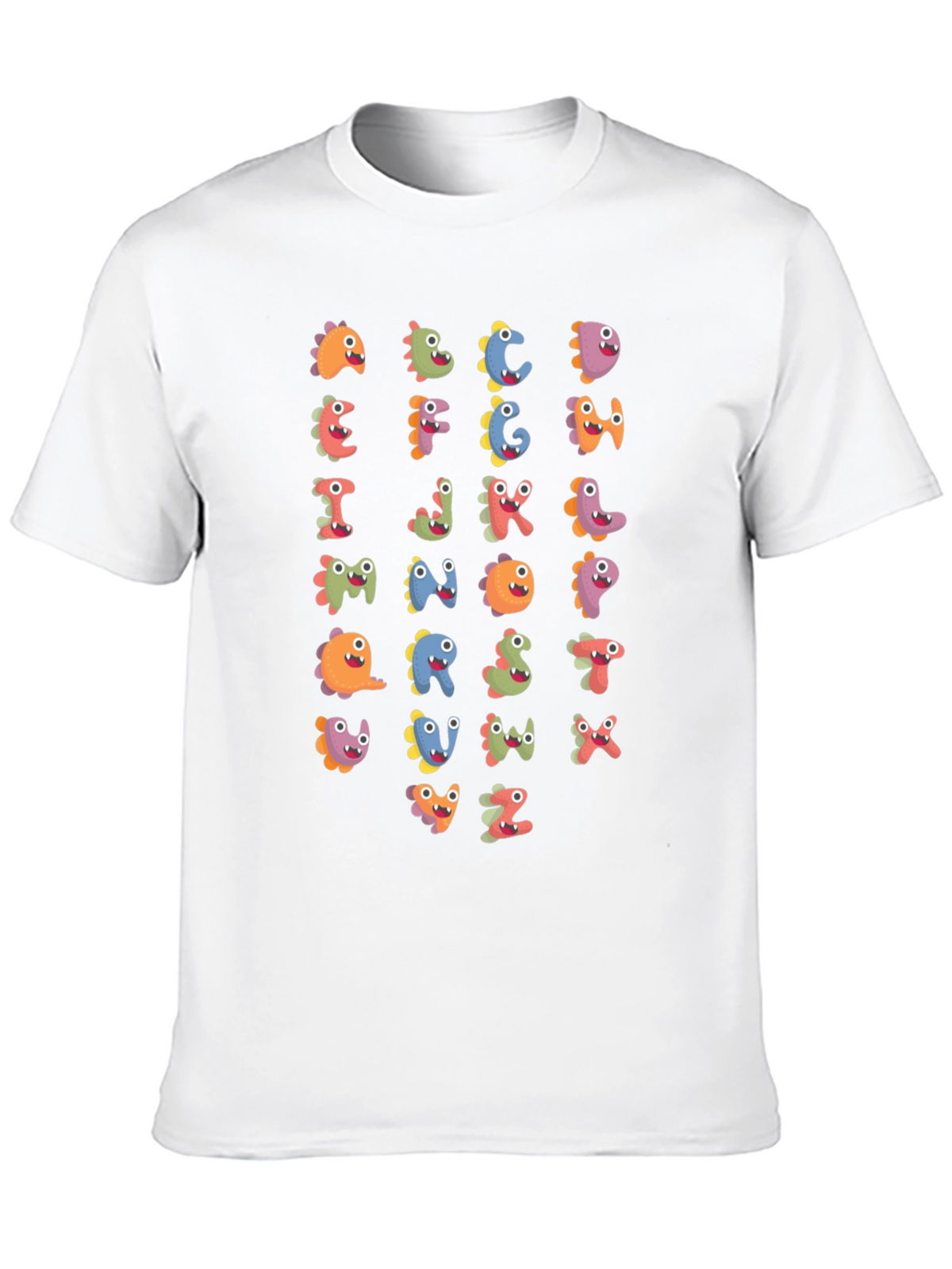 Fun Alphabet Dinosaur Print Black T-Shirt
