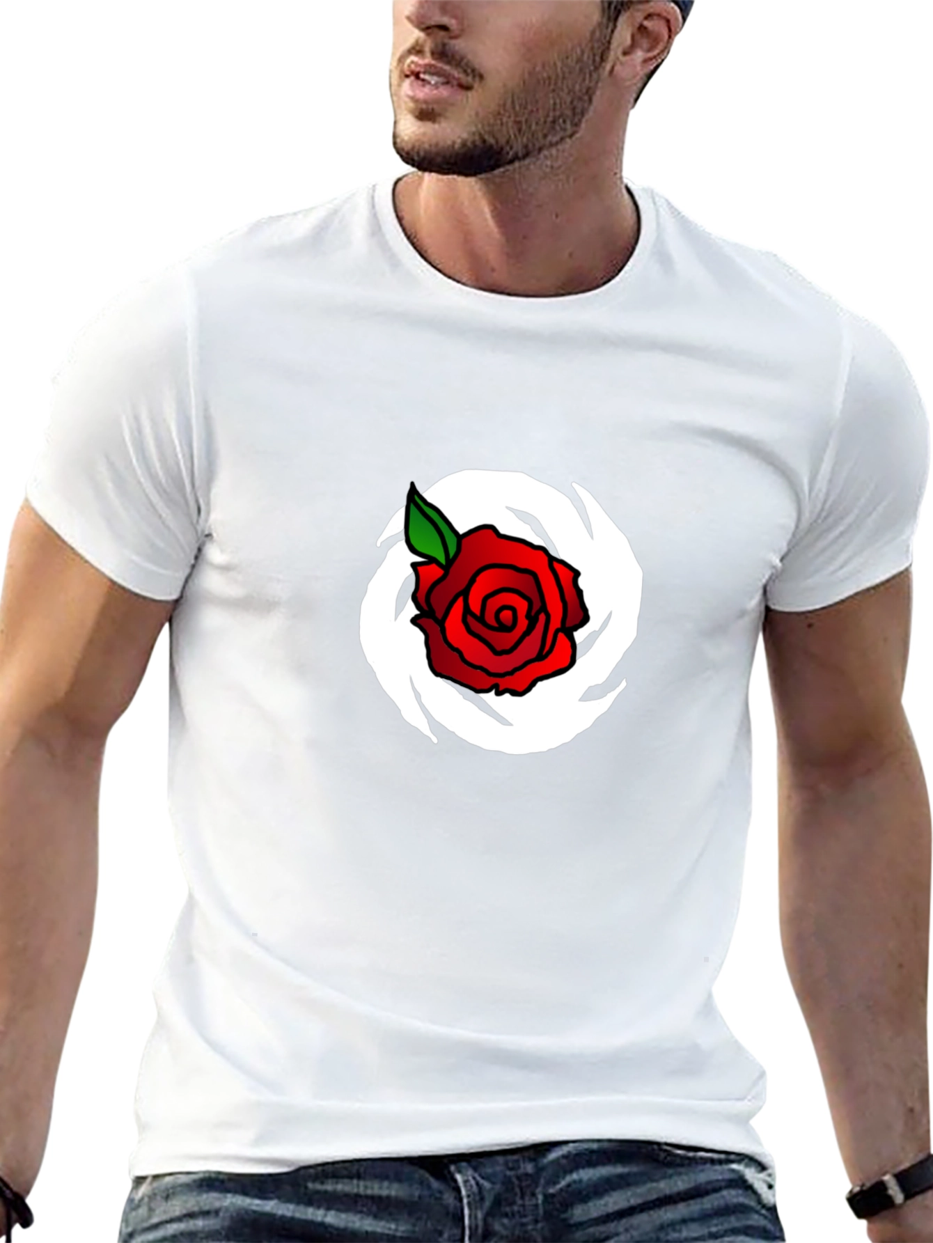 Rose Graphic Print T-Shirt - Black