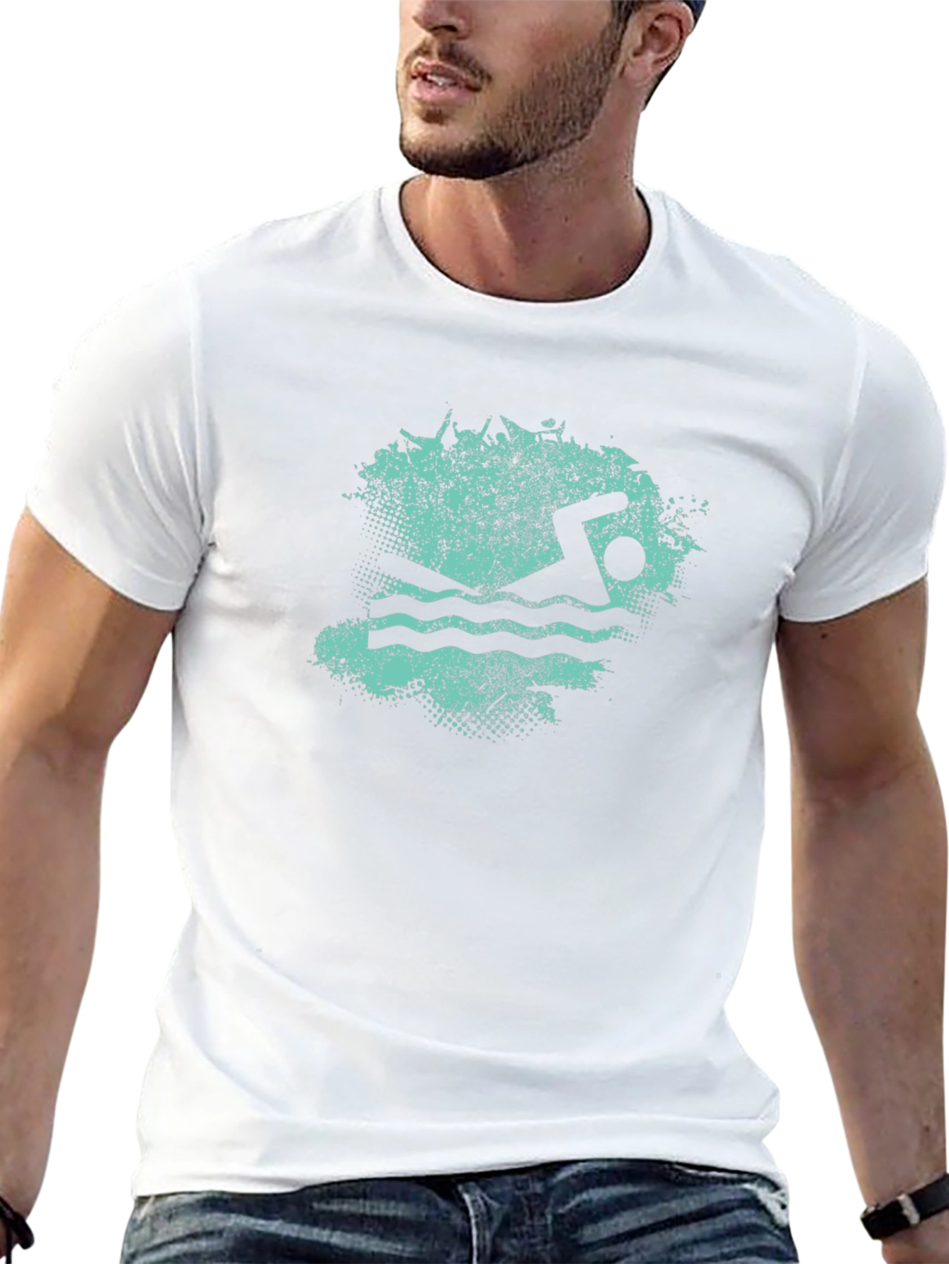 Swimmer Graphic Tee - Black Cotton Blend