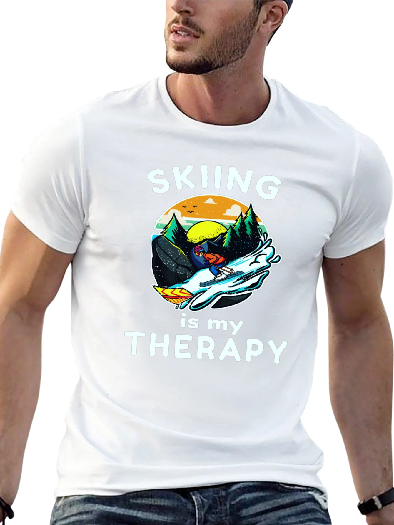 Skiing is My Therapy Graphic T-Shirt