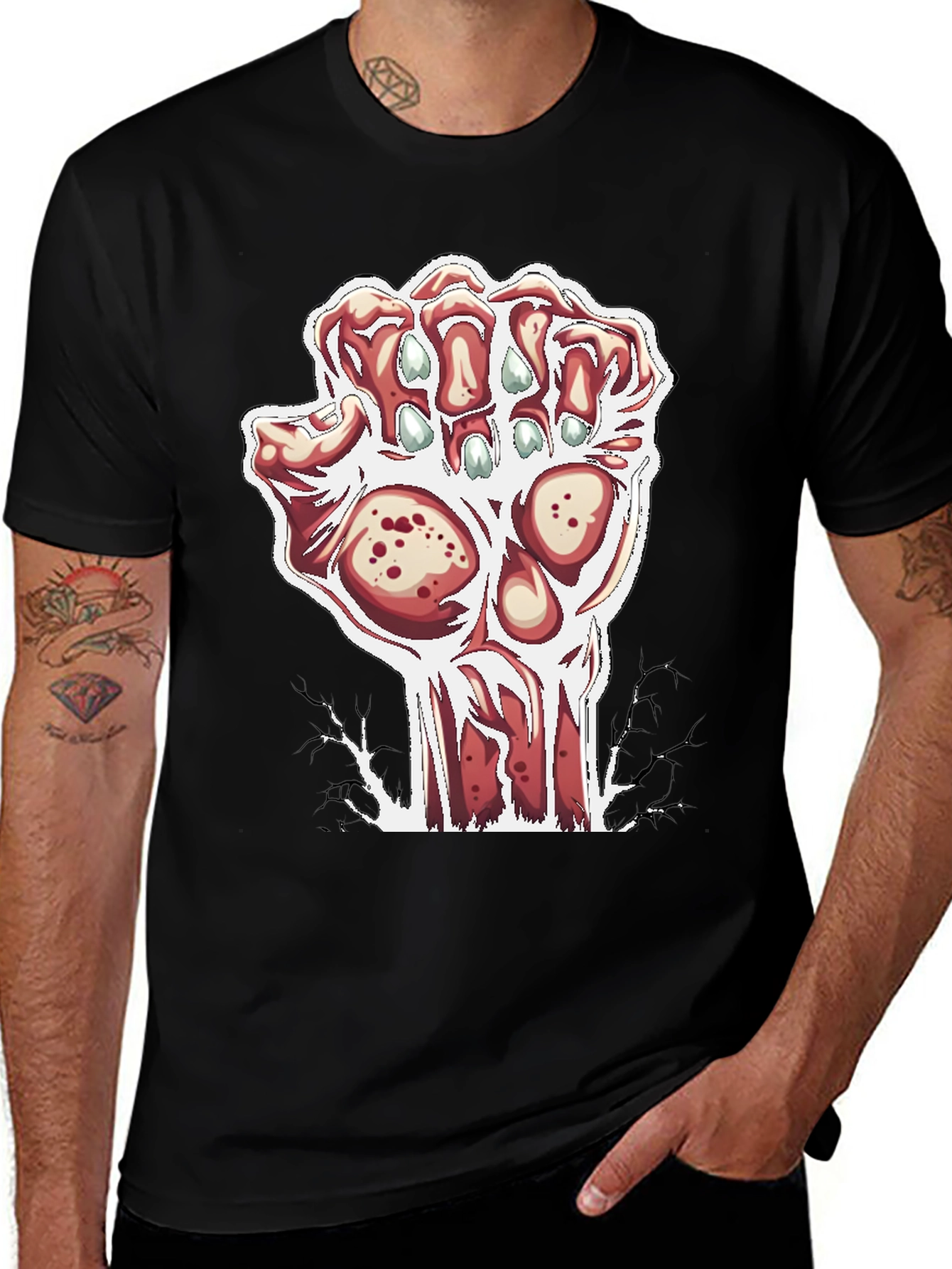 Zombie Hand Graphic Black T-Shirt