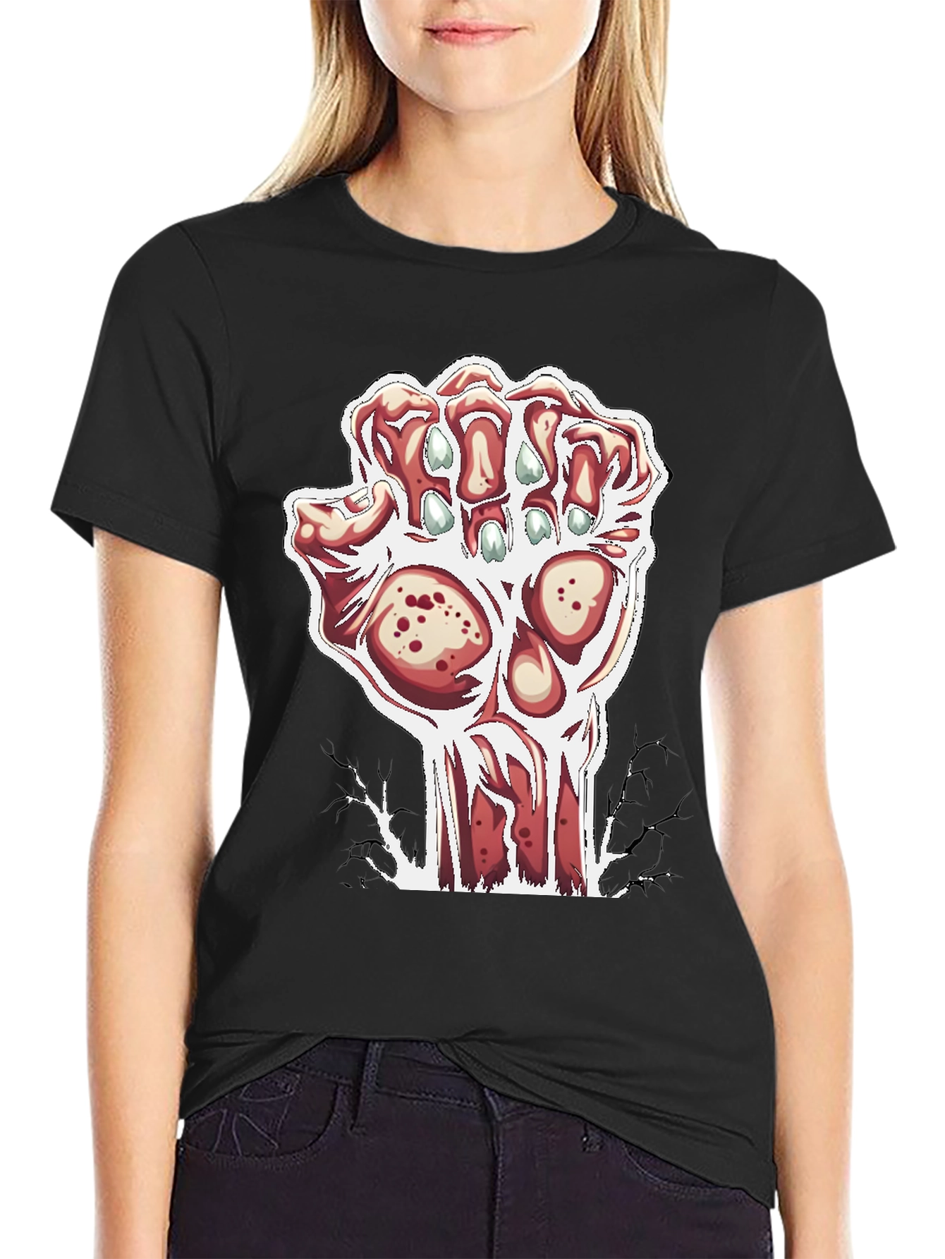 Zombie Hand Graphic Black T-Shirt