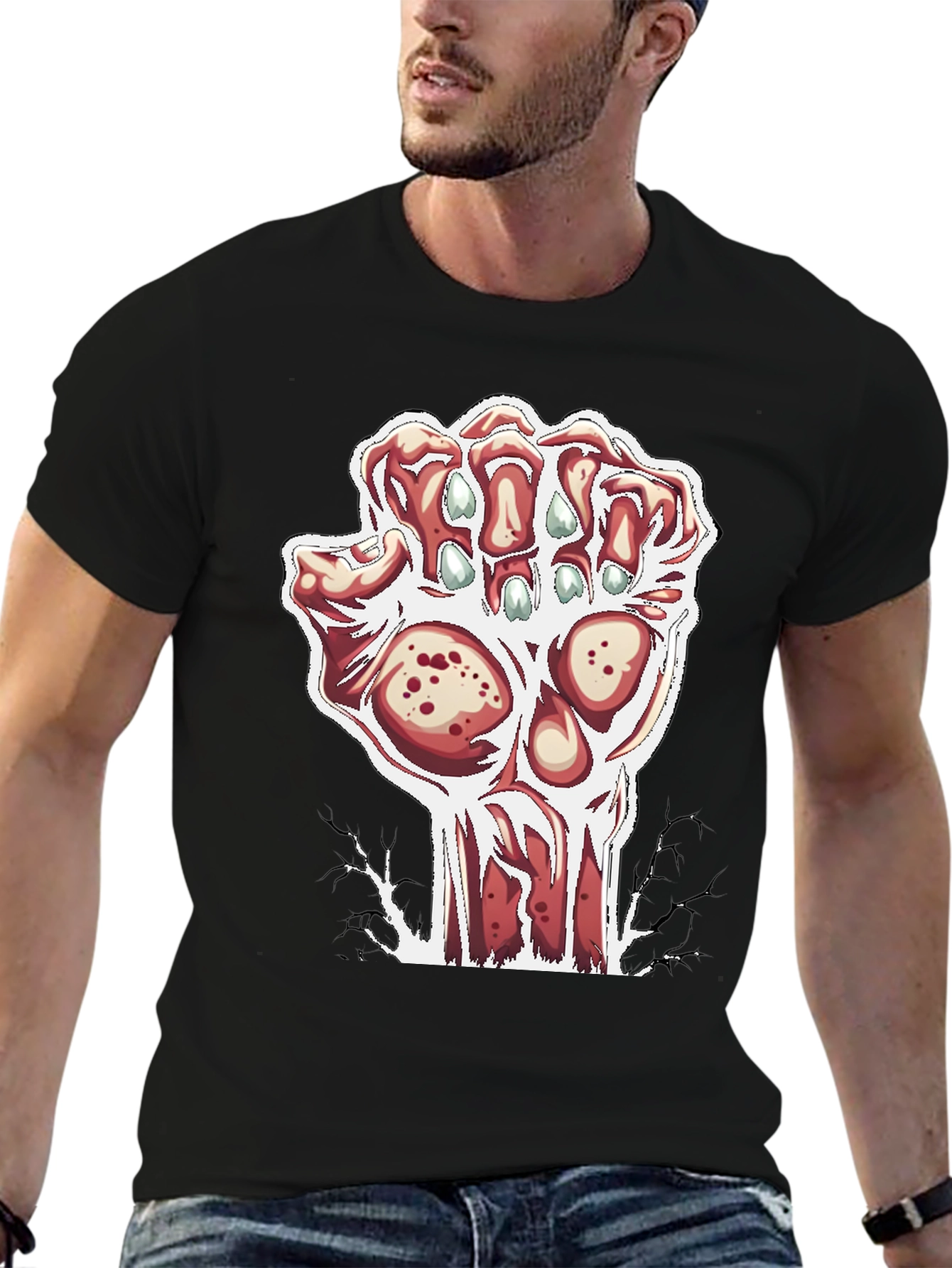 Zombie Hand Graphic Black T-Shirt