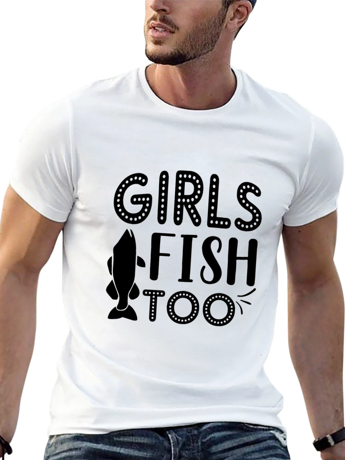 Girls Fish Too Black Graphic Tee