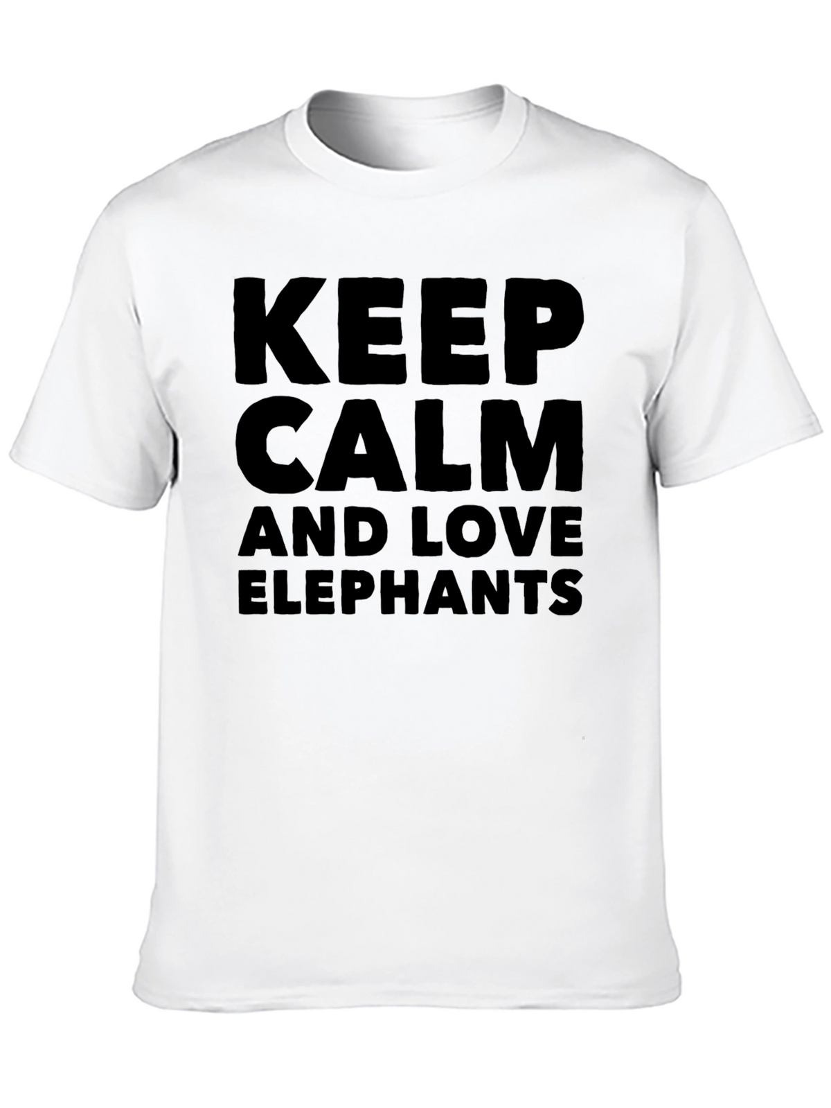 Keep Calm Love Elephants Mens Black T-Shirt