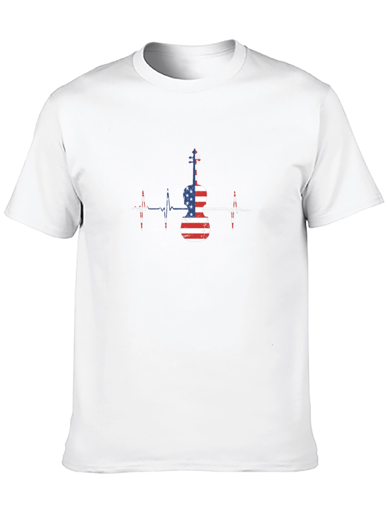 American Flag Violin Heartbeat T-Shirt